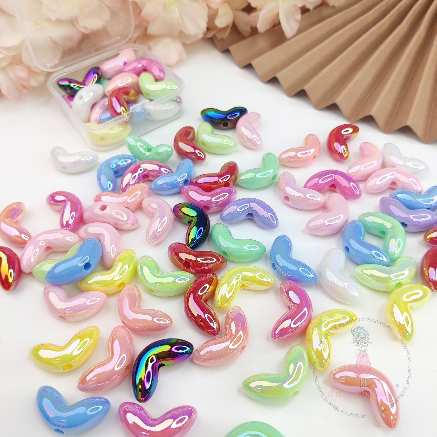 Multicolor Holographic Heart Beads