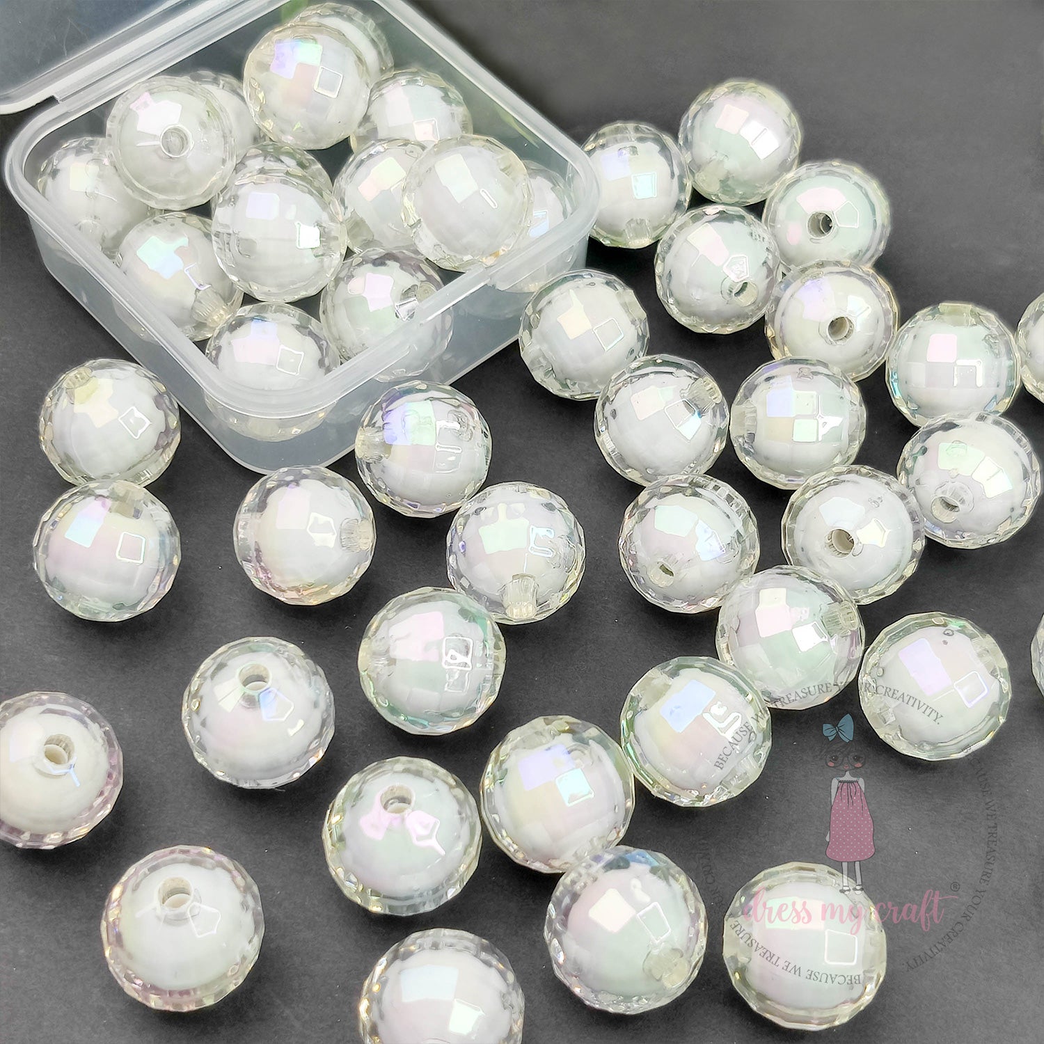 Round Crystal Beads - White