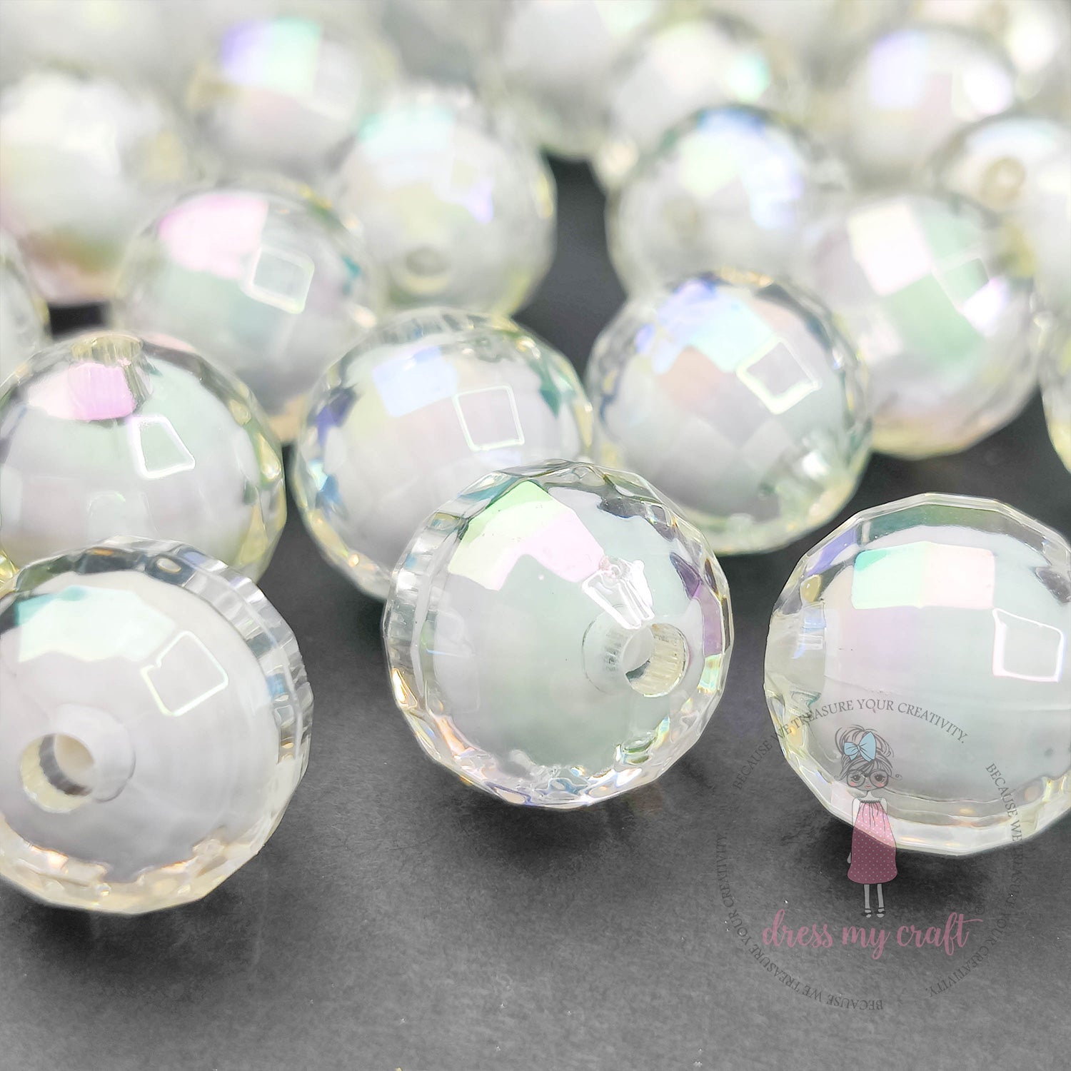 Round Crystal Beads - White