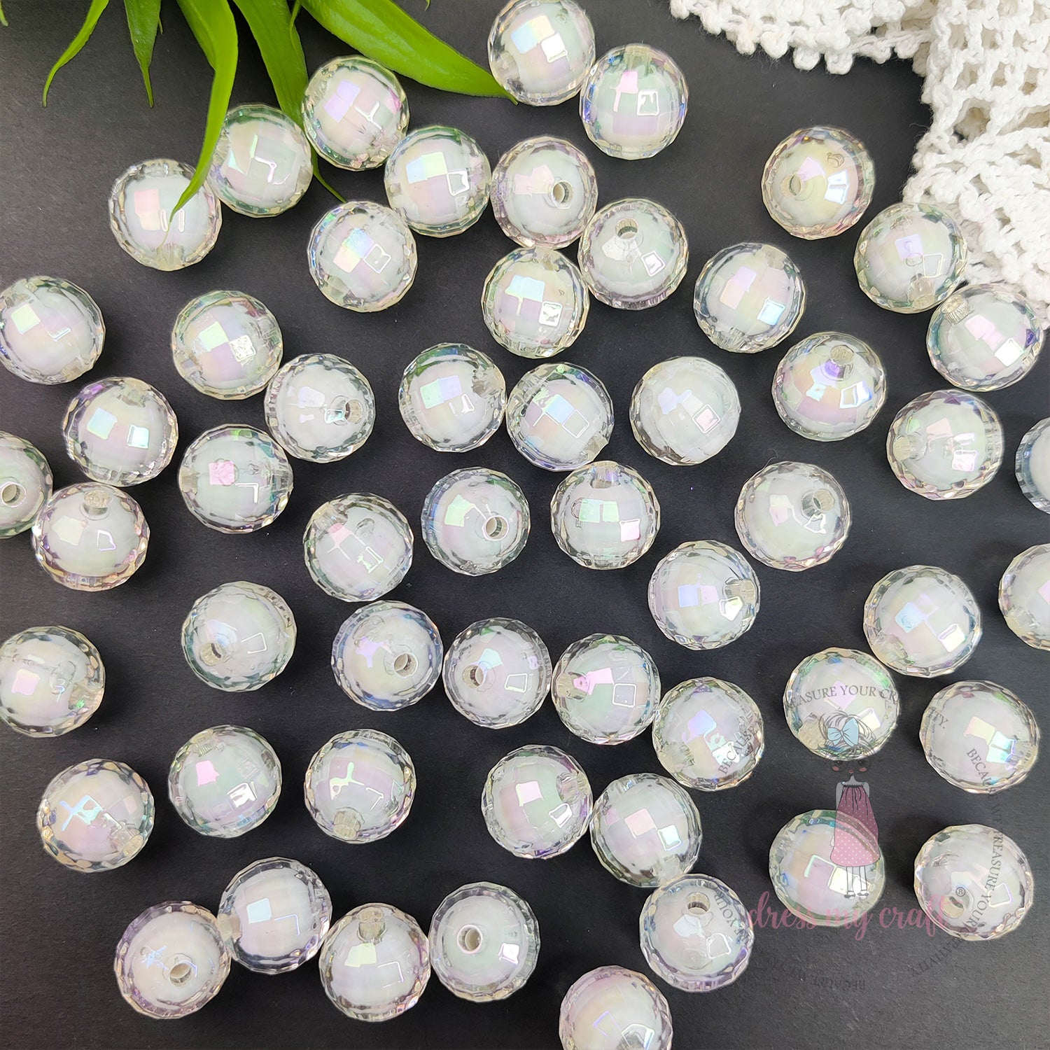 Round Crystal Beads - White