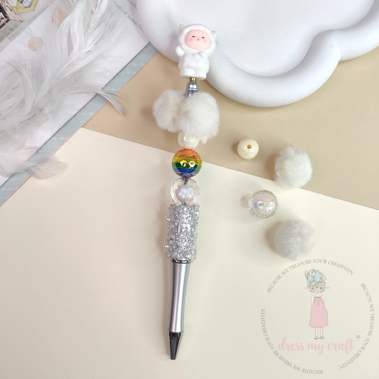 Round Crystal Beads - White
