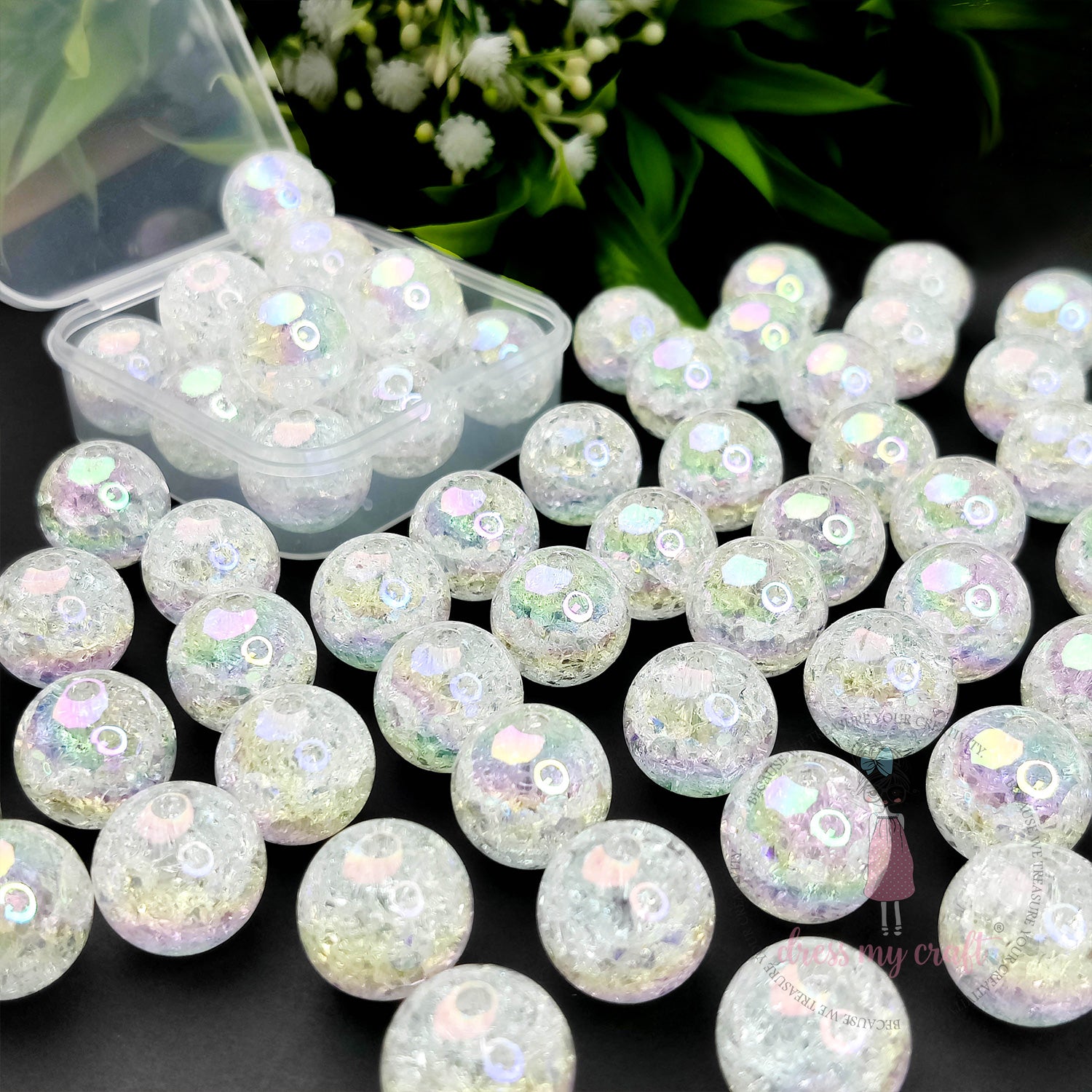 Rainbow Crackle Beads Round