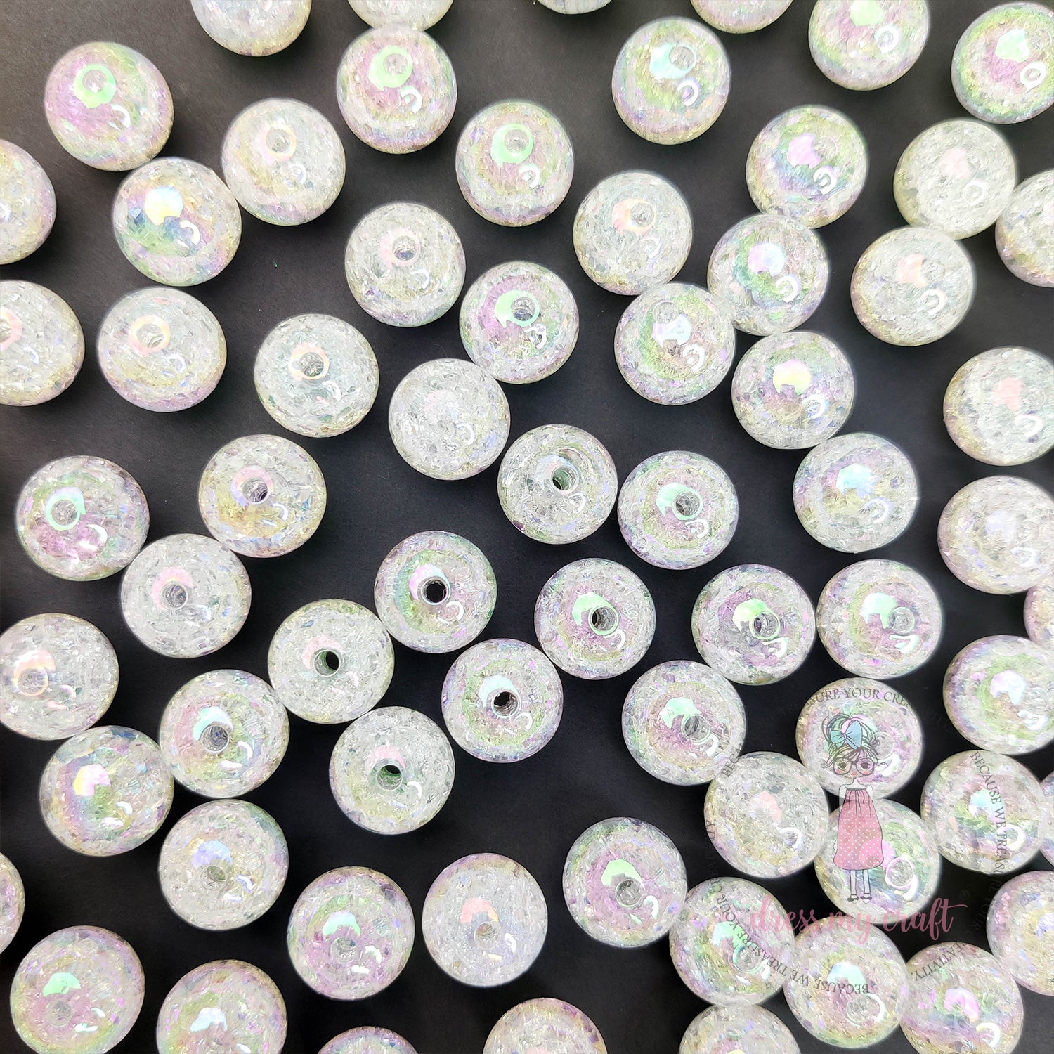 Rainbow Crackle Beads Round