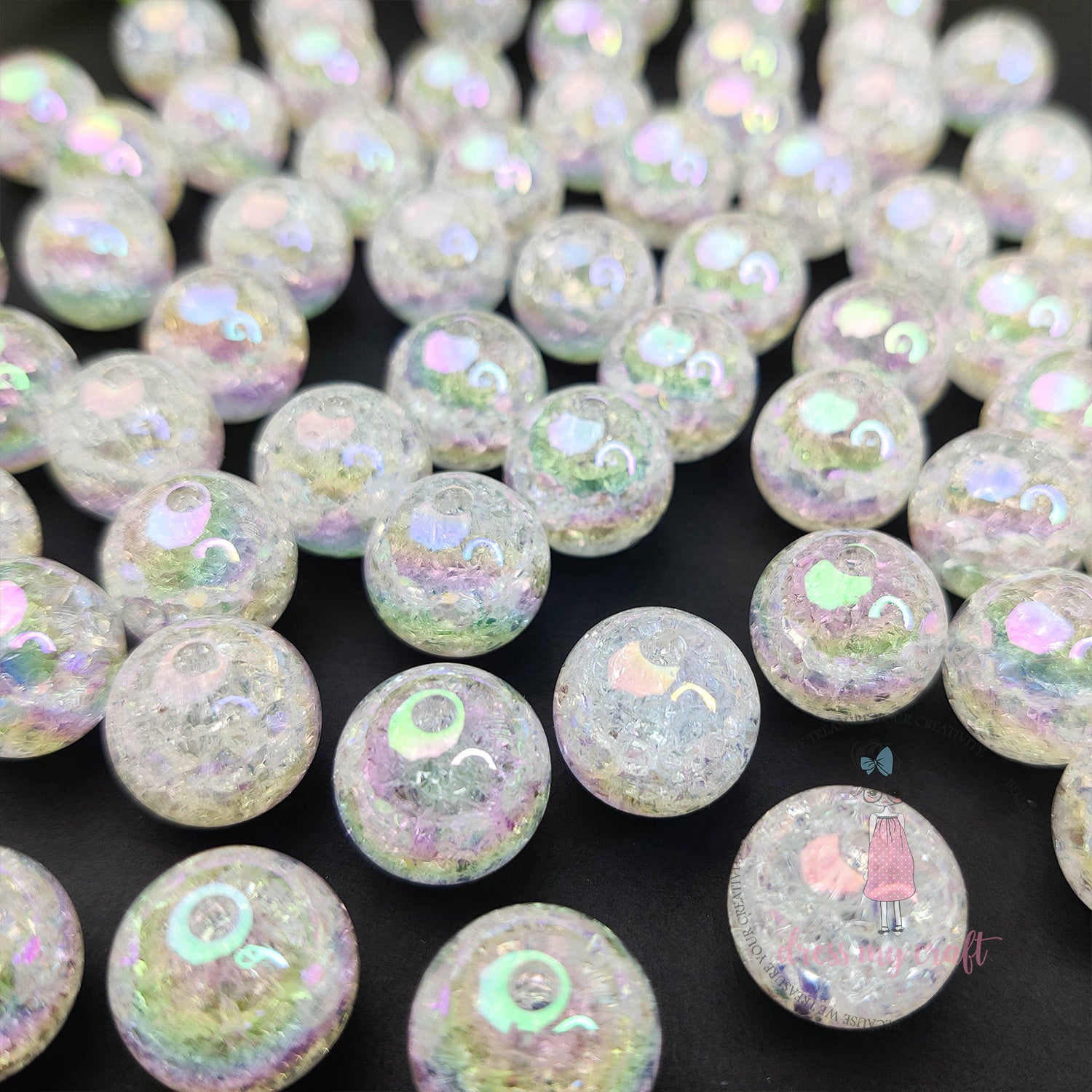 Rainbow Crackle Beads Round