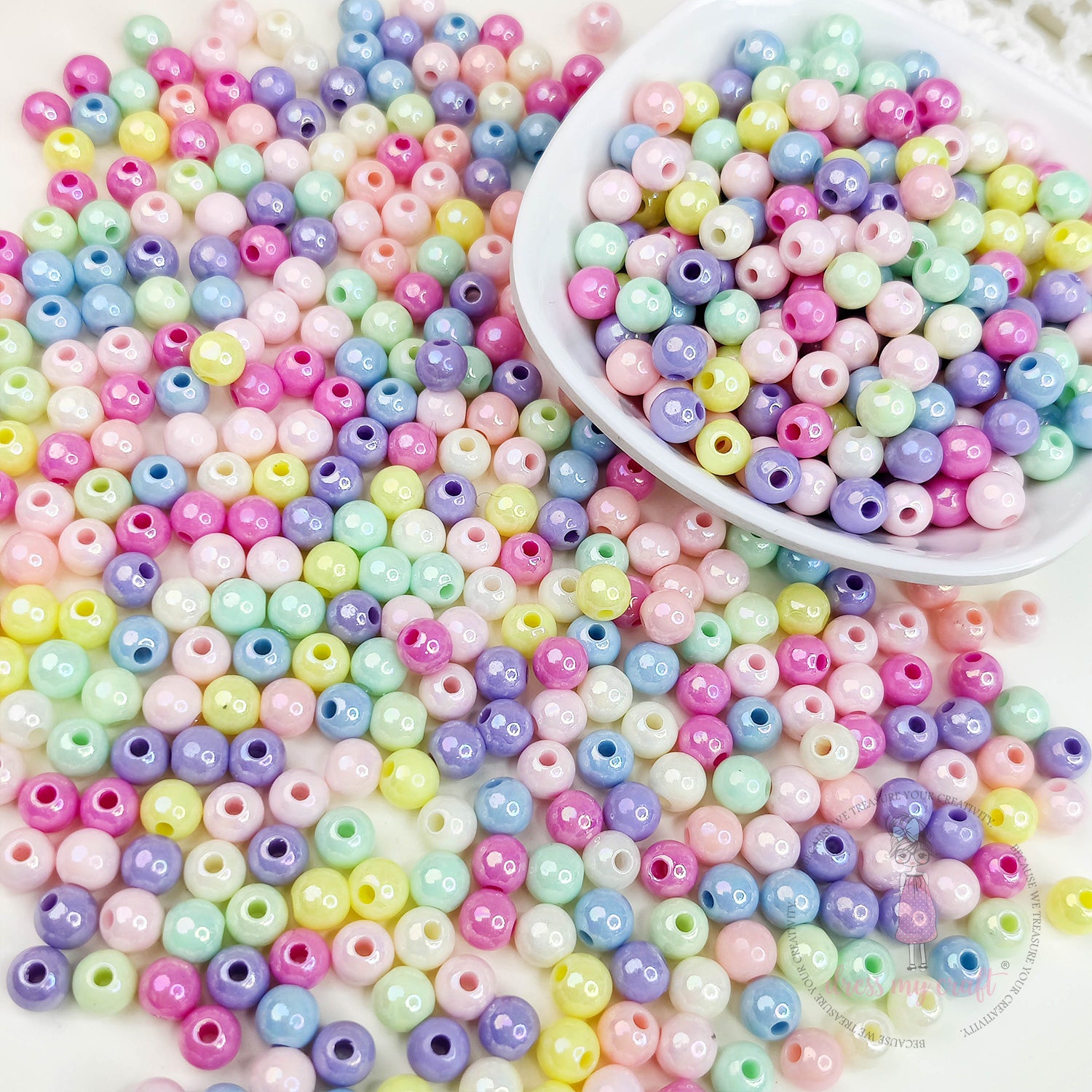 Multicolor Acrylic Mermaid Beads - 6 MM