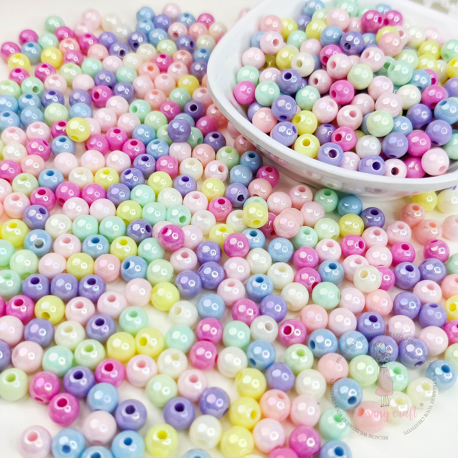 Multicolor Acrylic Mermaid Beads - 6 MM