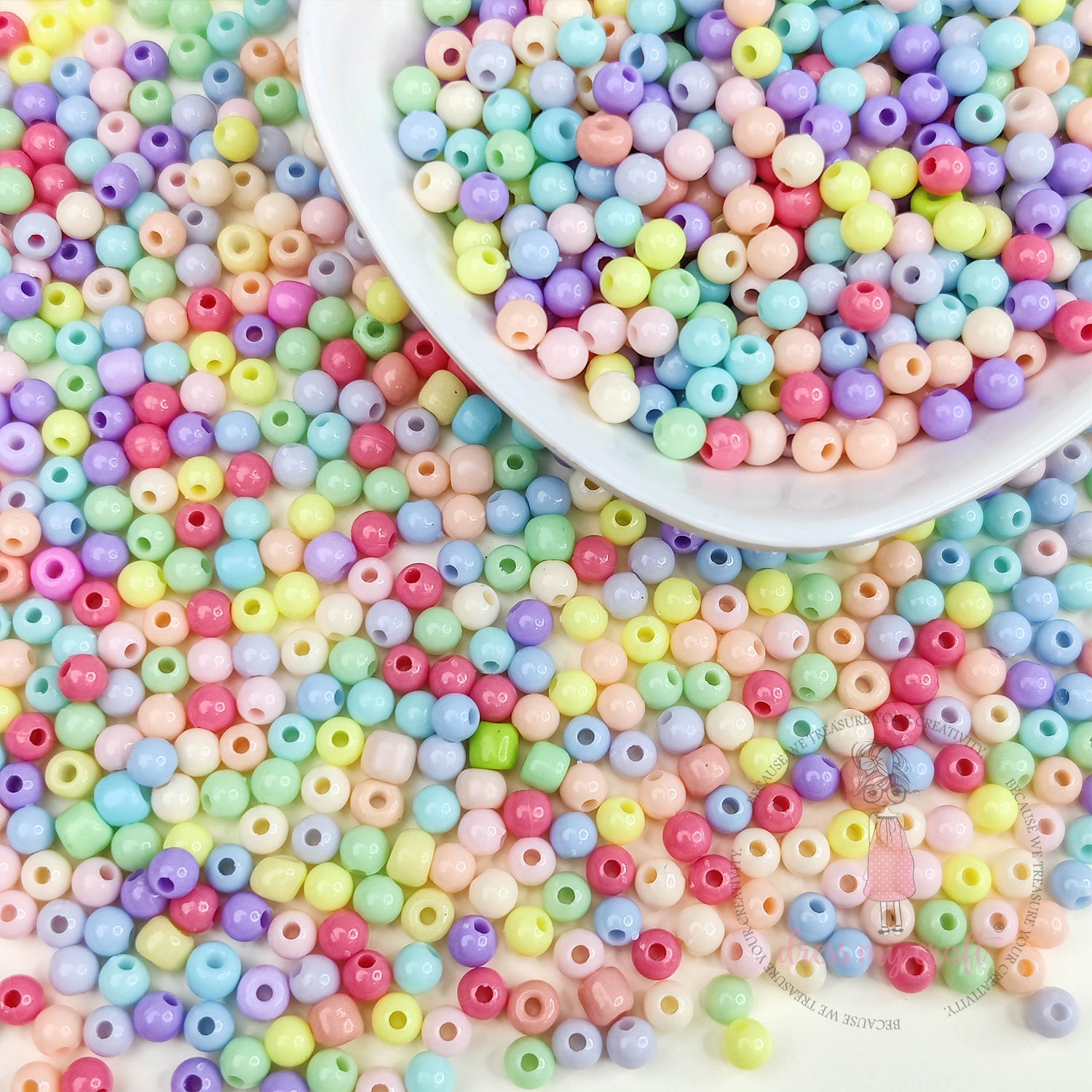 Pastel Tiny Round Acrylic Beads