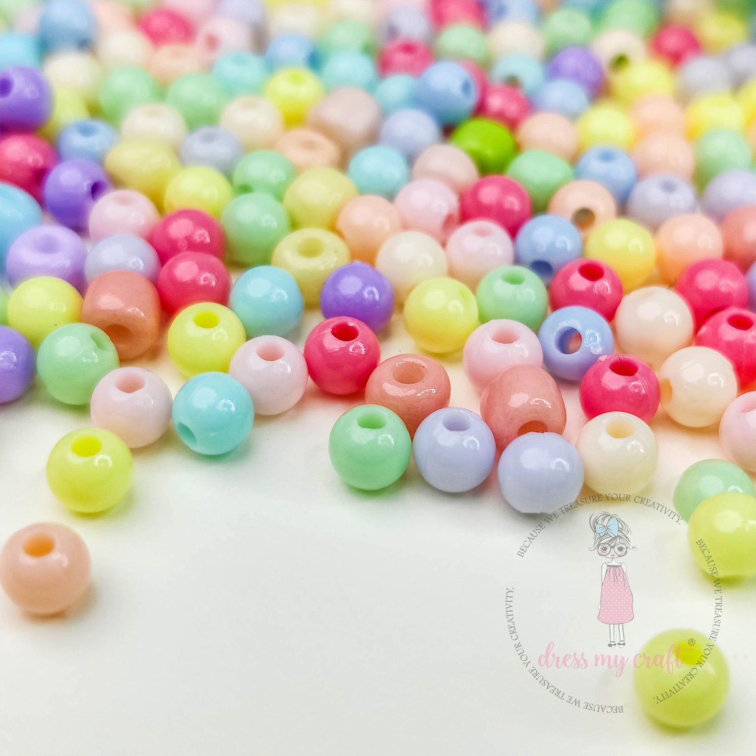 Pastel Tiny Round Acrylic Beads
