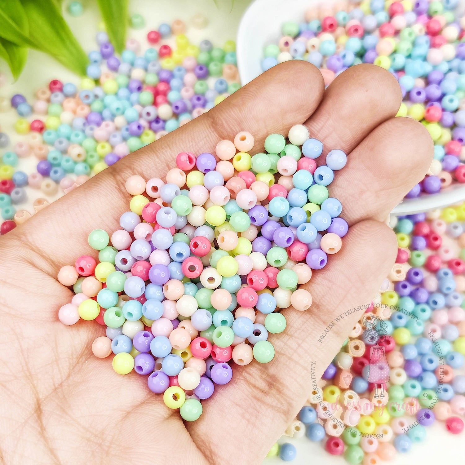 Pastel Tiny Round Acrylic Beads