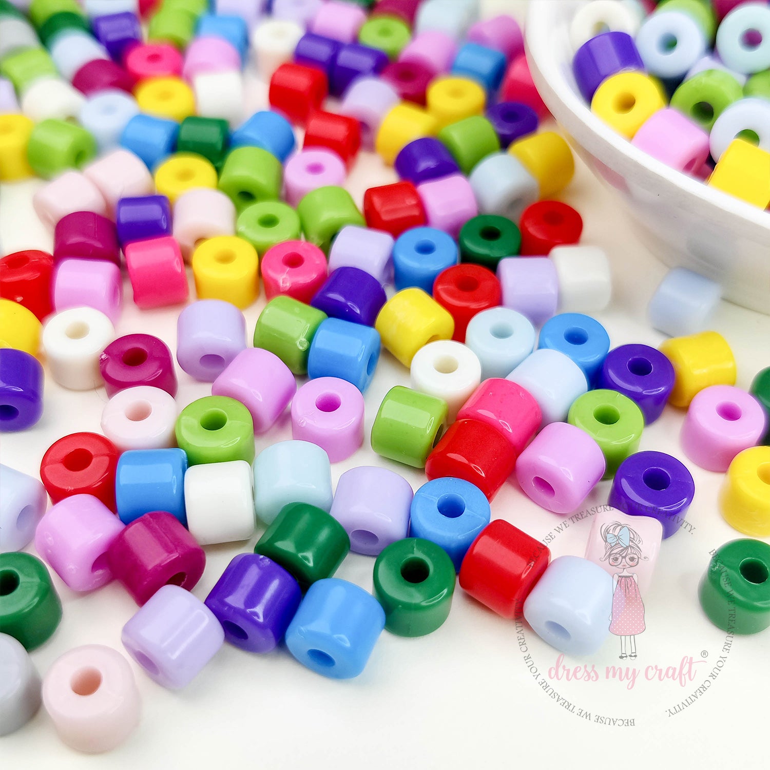 Multicolor Acrylic Cylinder Spacer Beads