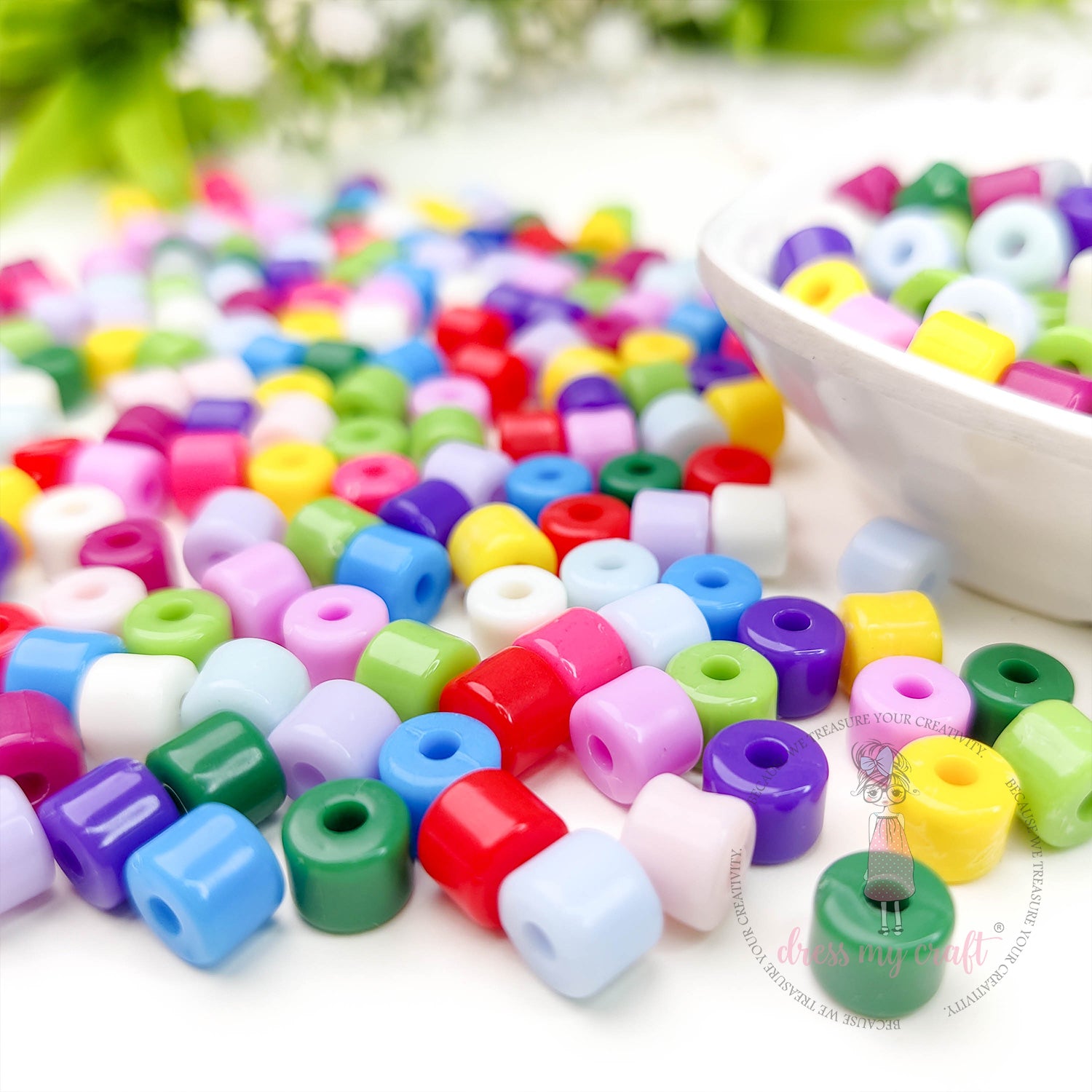 Multicolor Acrylic Cylinder Spacer Beads