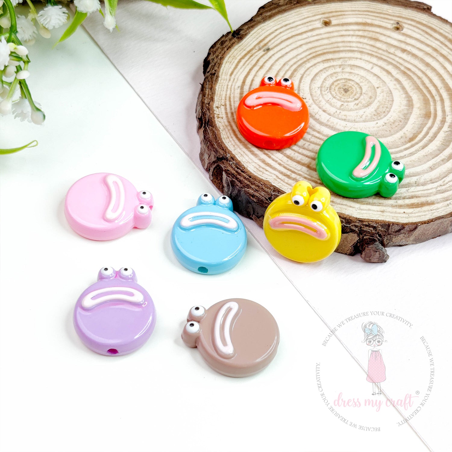 Multicolor Frog Face Beads
