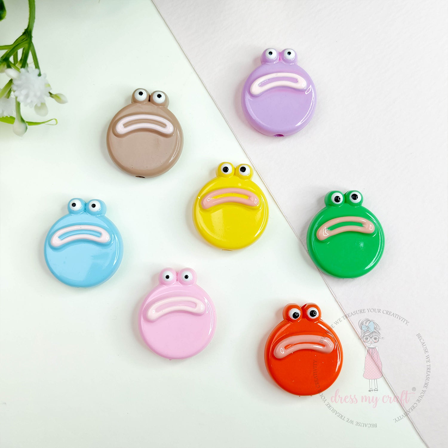 Multicolor Frog Face Beads
