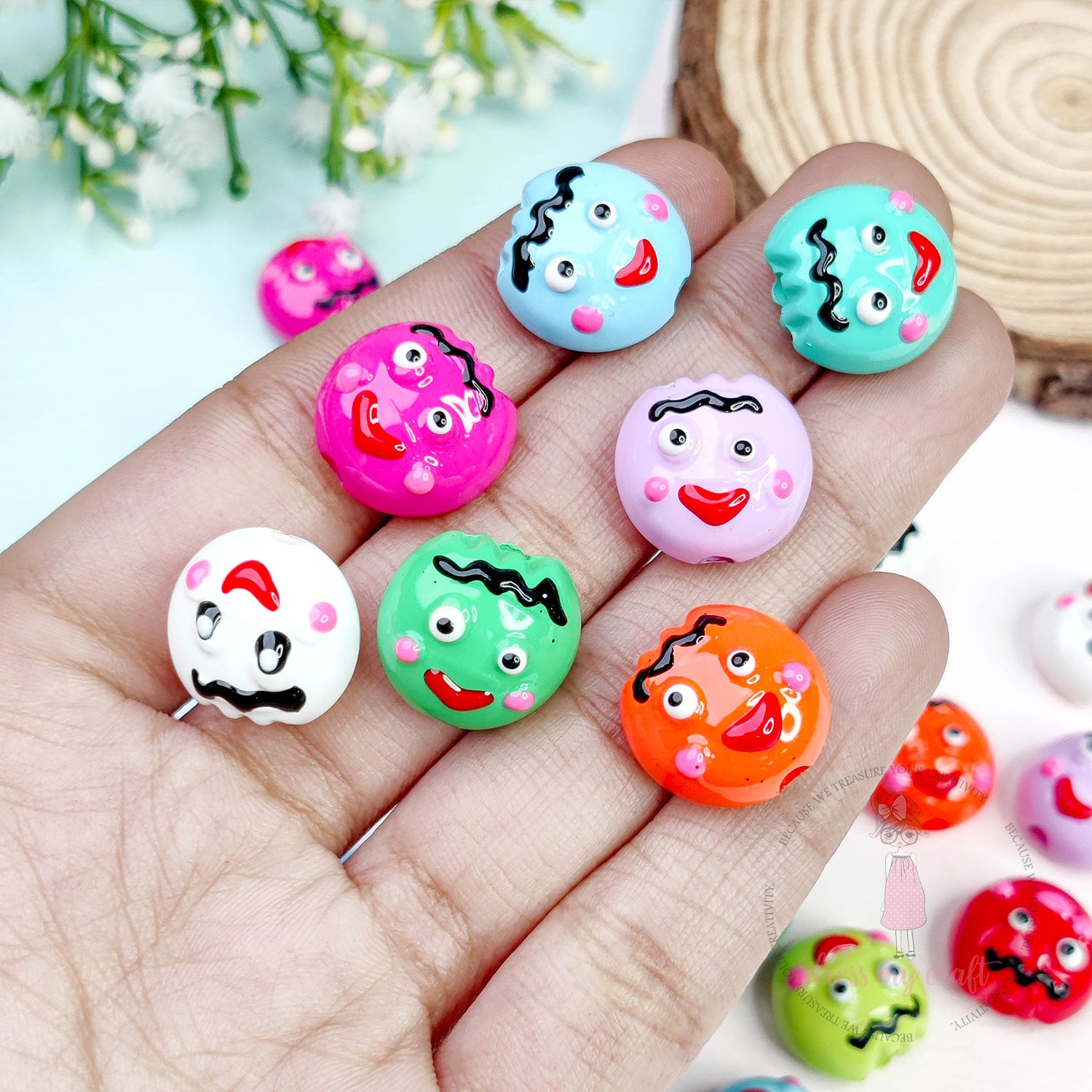 Multicolor Hand Painted Smiley Beads