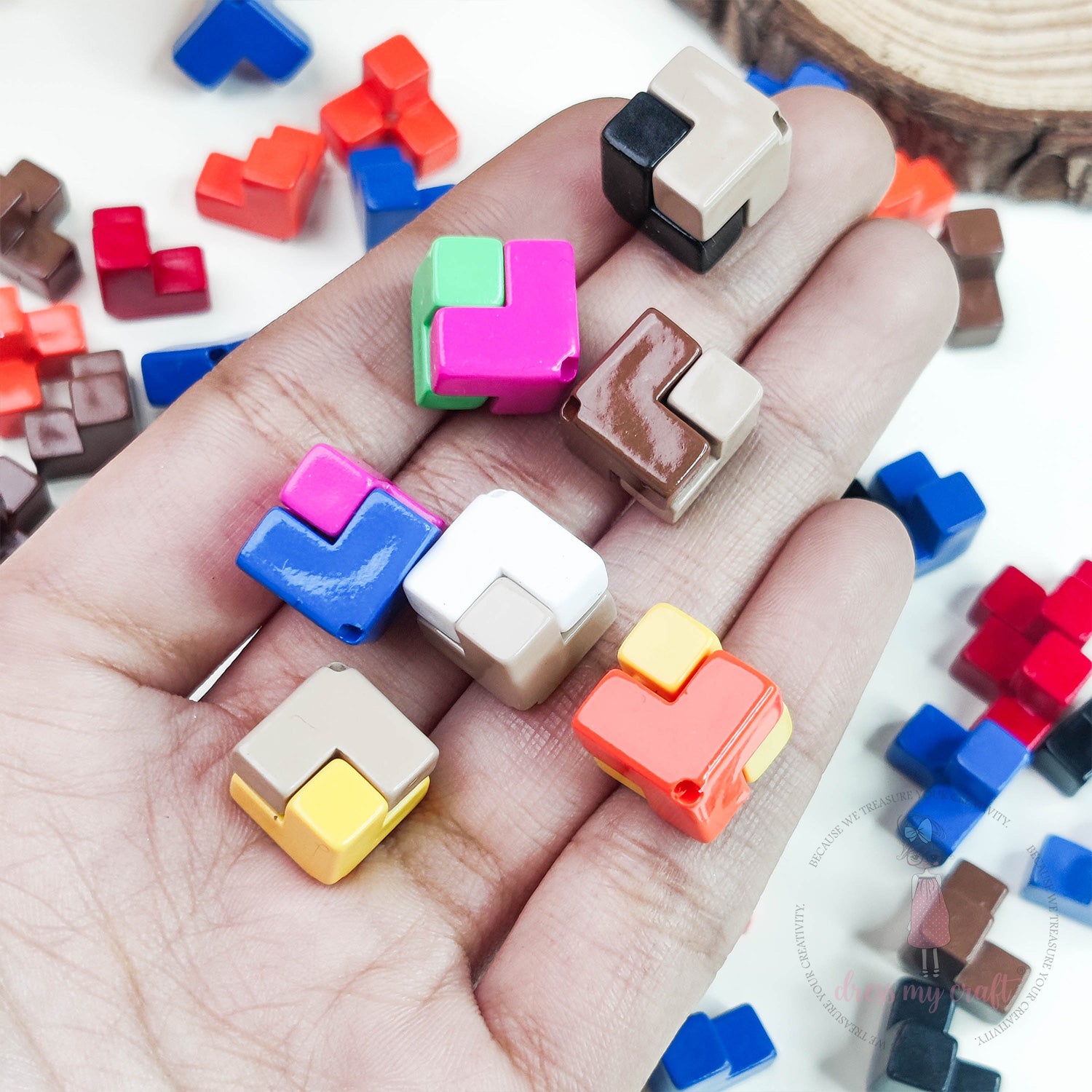 Multicolor Cube Beads