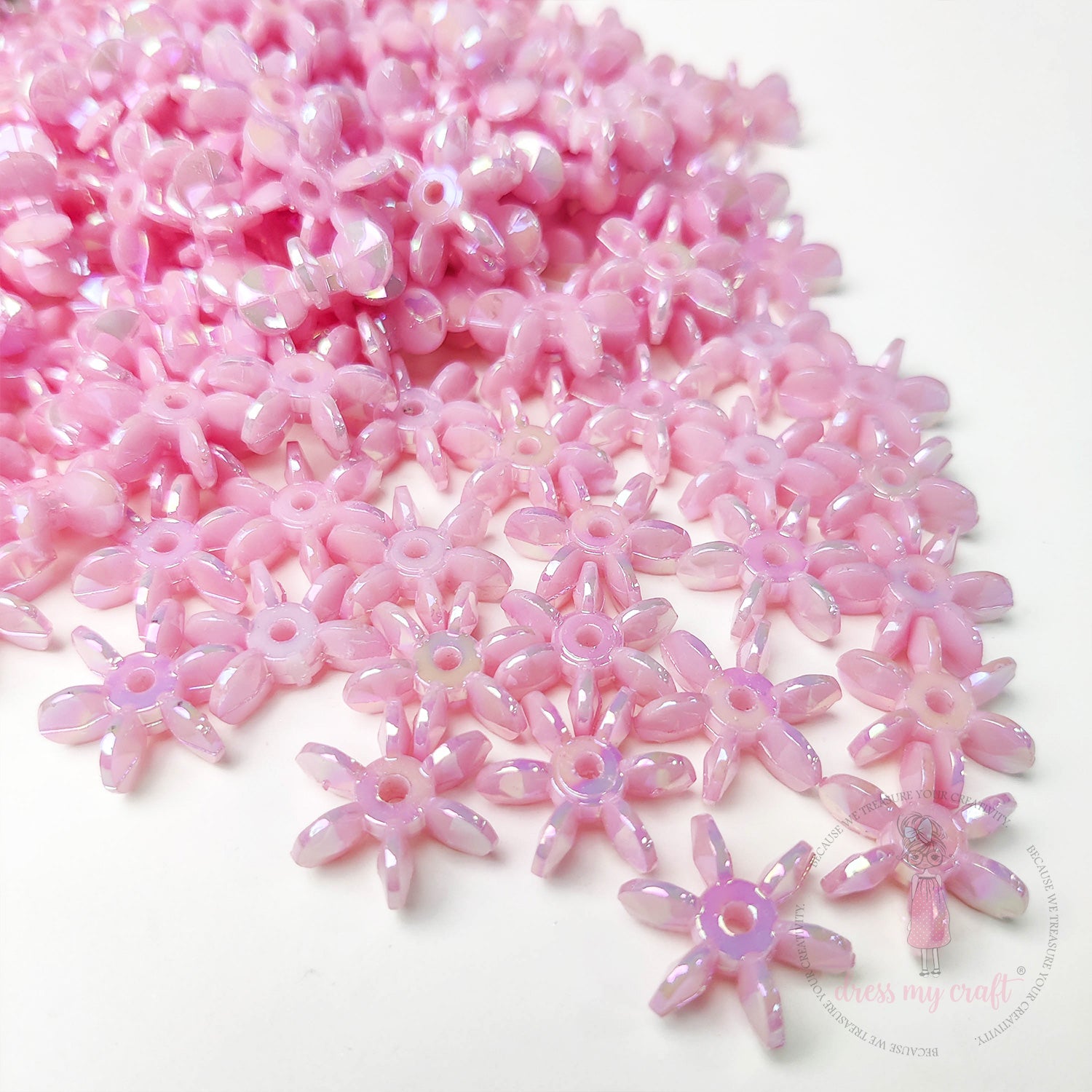 Holographic Star Flake Beads - Pink