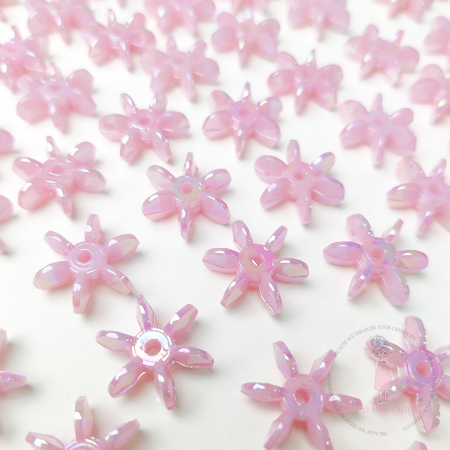 Holographic Star Flake Beads - Pink