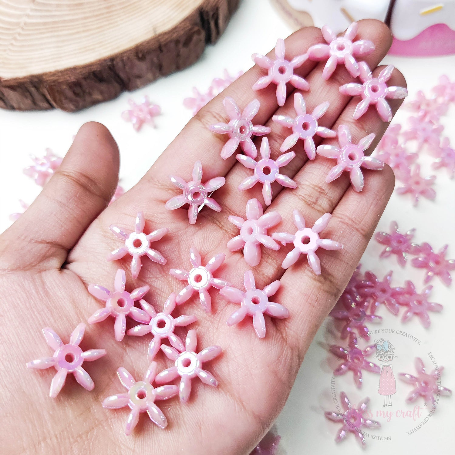 Holographic Star Flake Beads - Pink