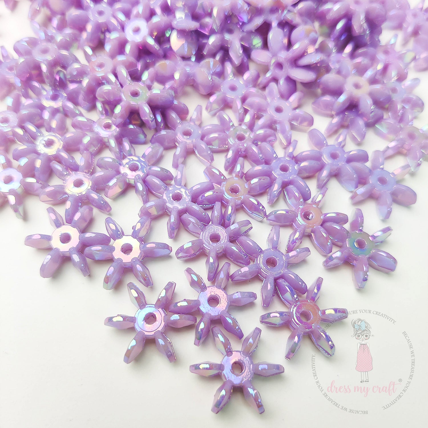 Holographic Star Flake Beads - Mauve