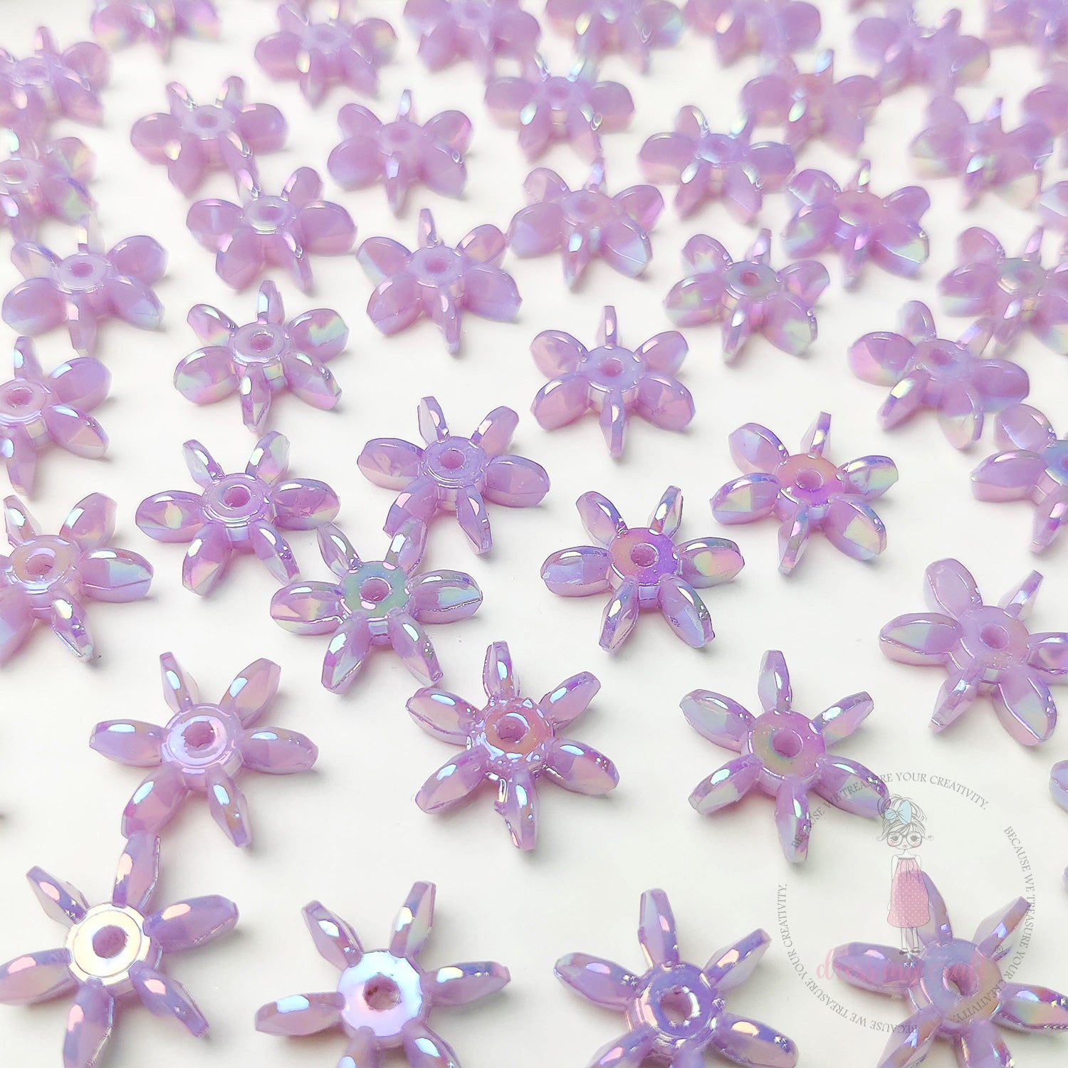 Holographic Star Flake Beads - Mauve