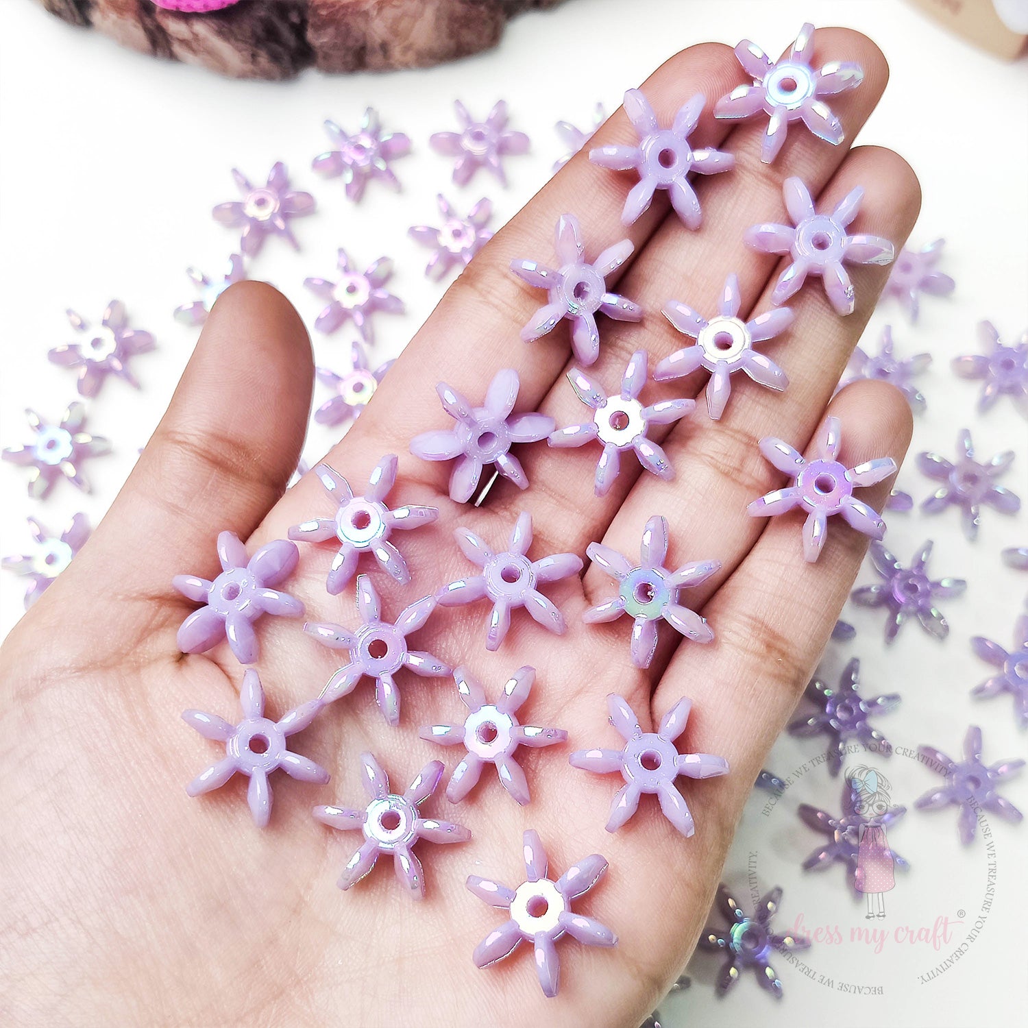 Holographic Star Flake Beads - Mauve