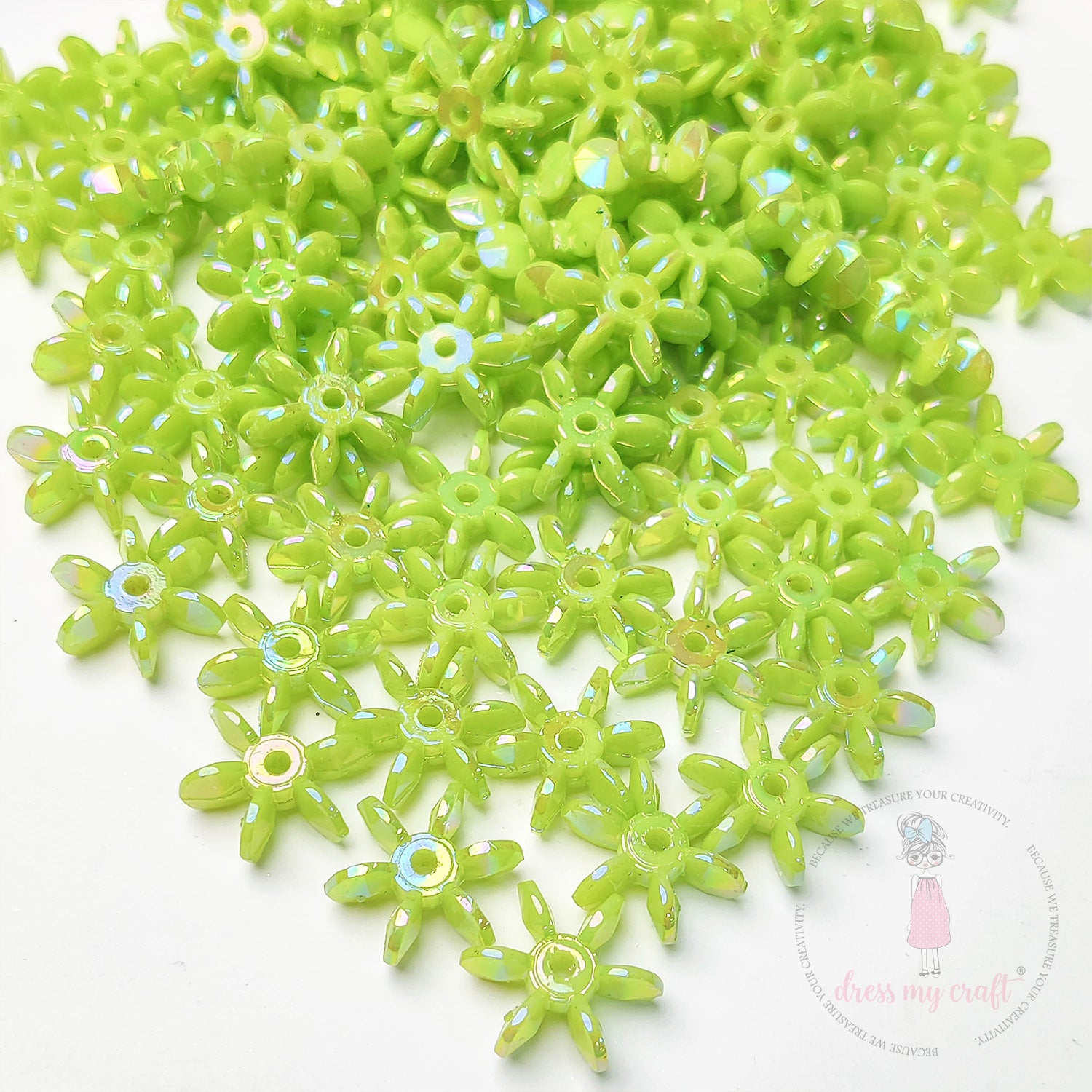 Holographic Star Flake Beads - Green