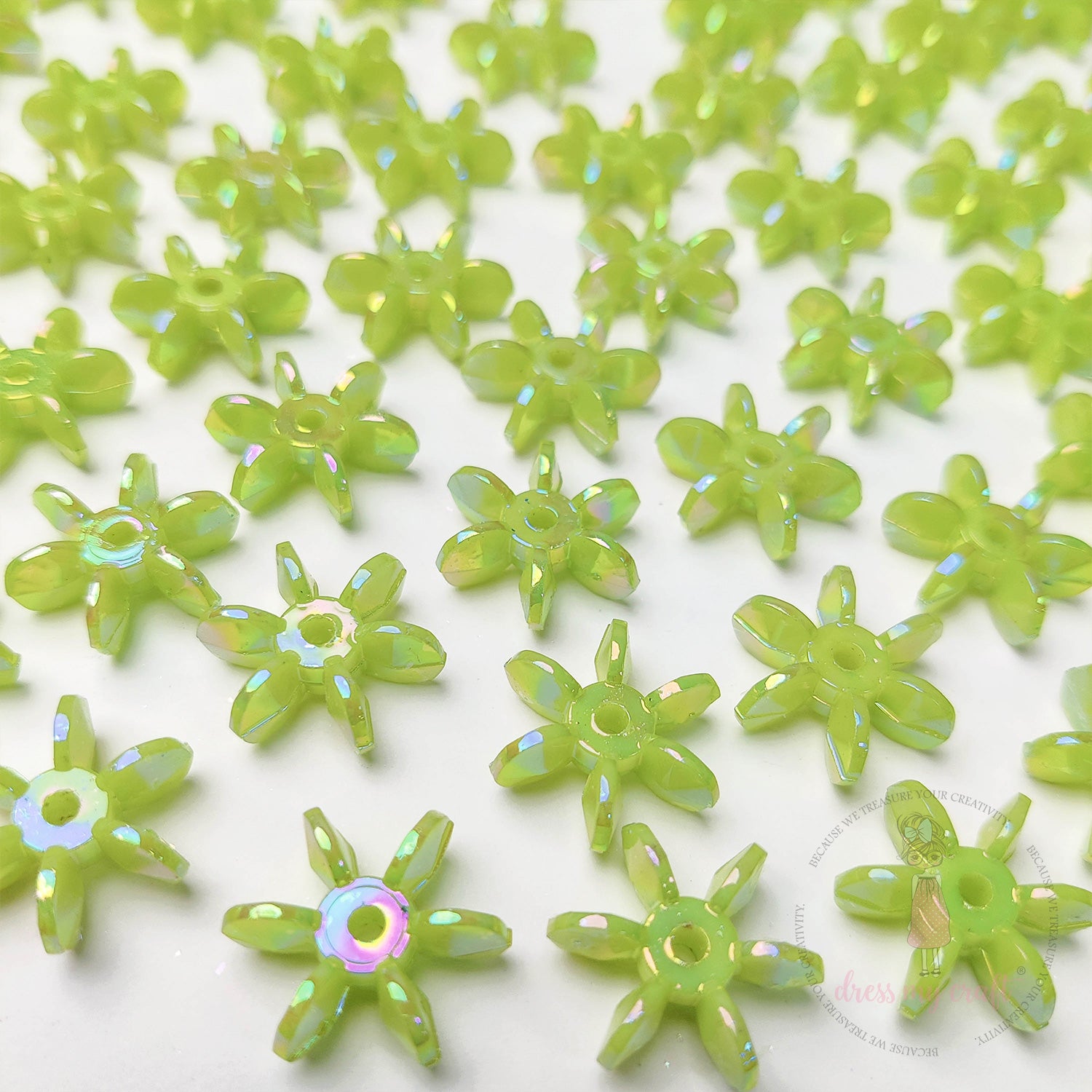 Holographic Star Flake Beads - Green