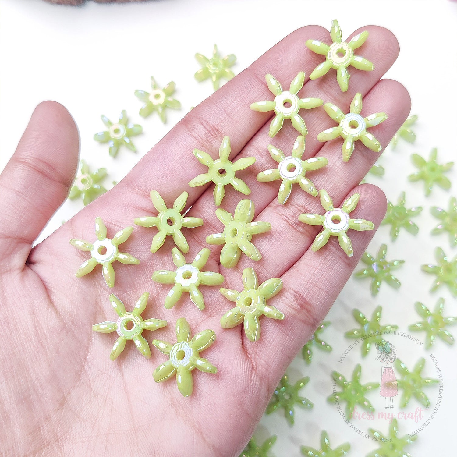 Holographic Star Flake Beads - Green