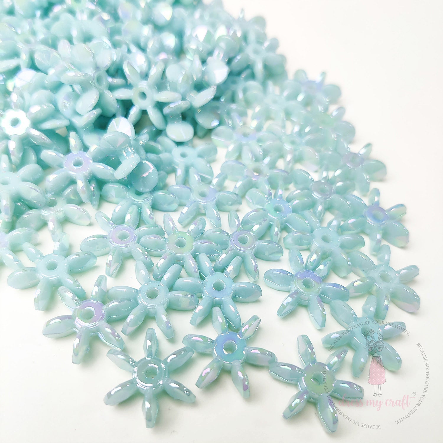 Holographic Star Flake Beads - Blue