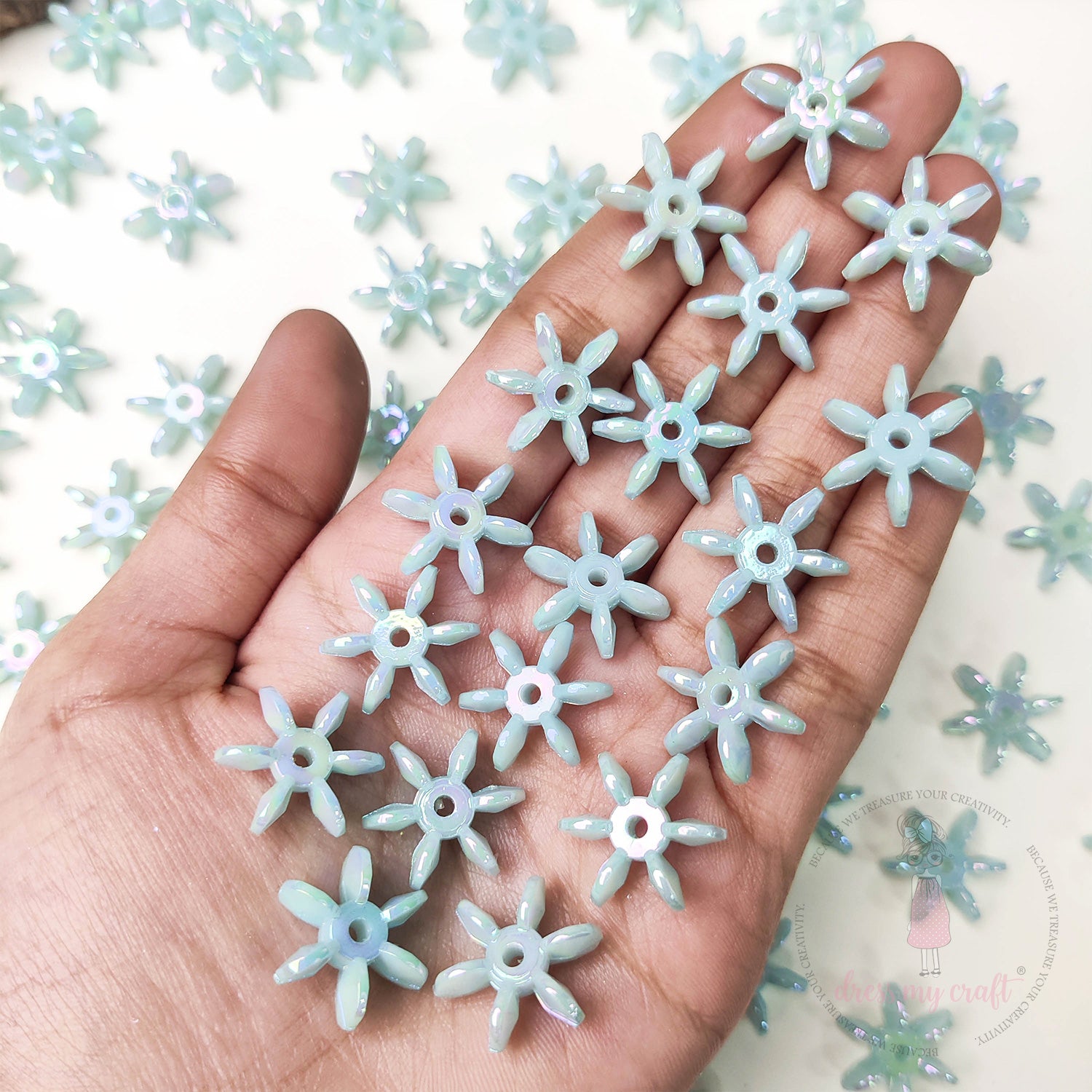 Holographic Star Flake Beads - Blue