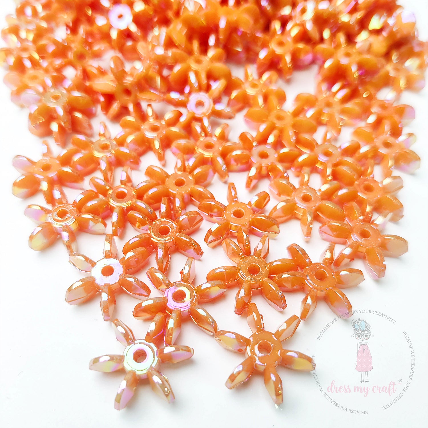 Holographic Star Flake Beads - Orange