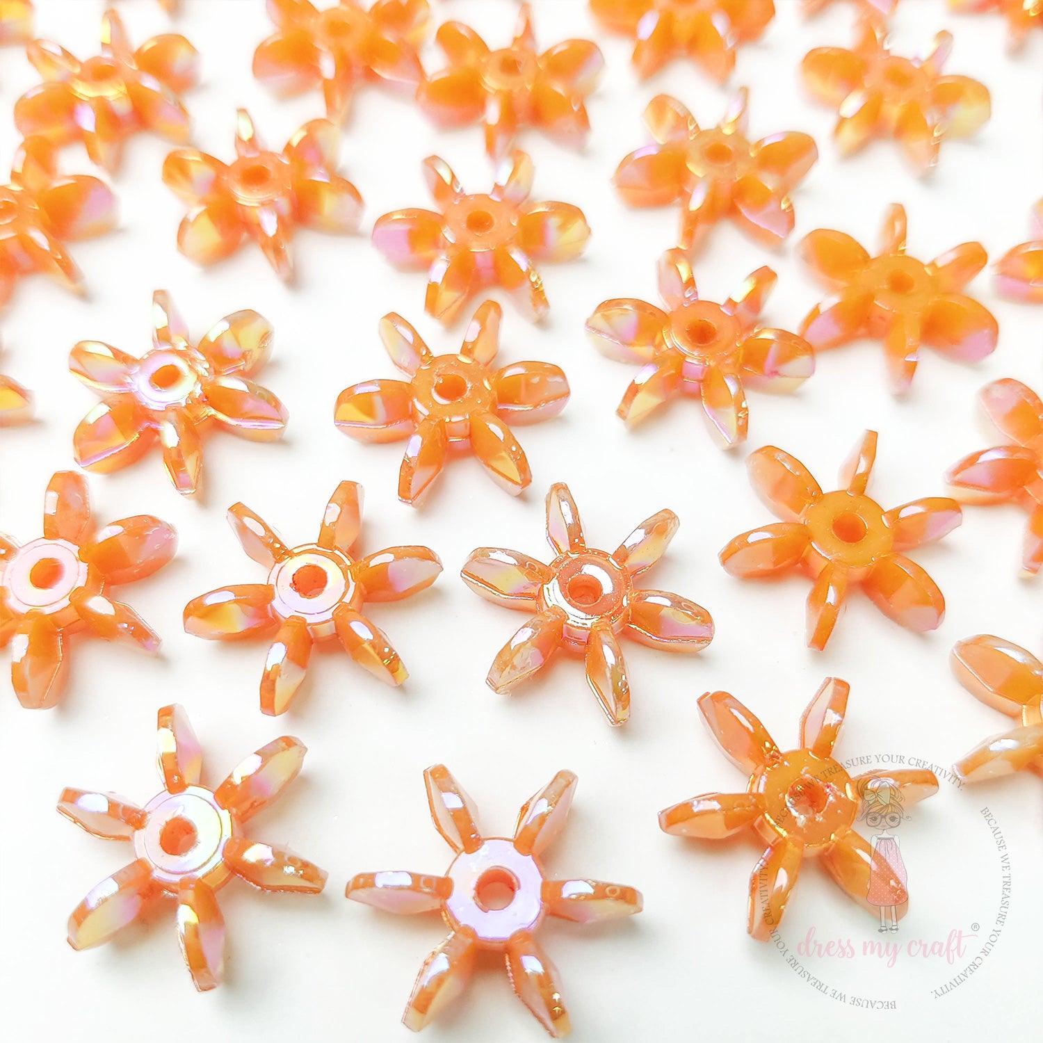 Holographic Star Flake Beads - Orange