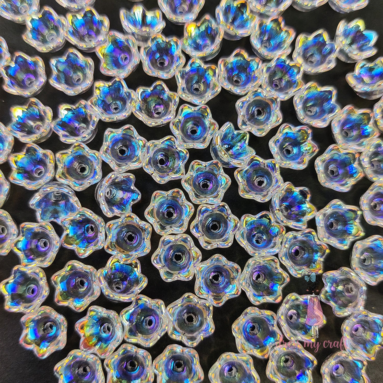 Holographic Tulip Flower Bead Caps