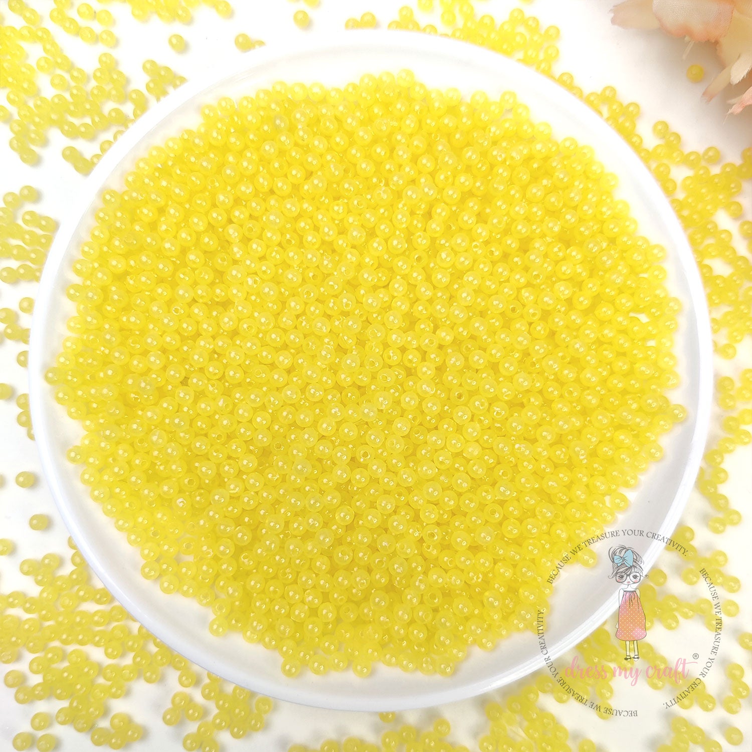 Round Acrylic Beads - Yellow