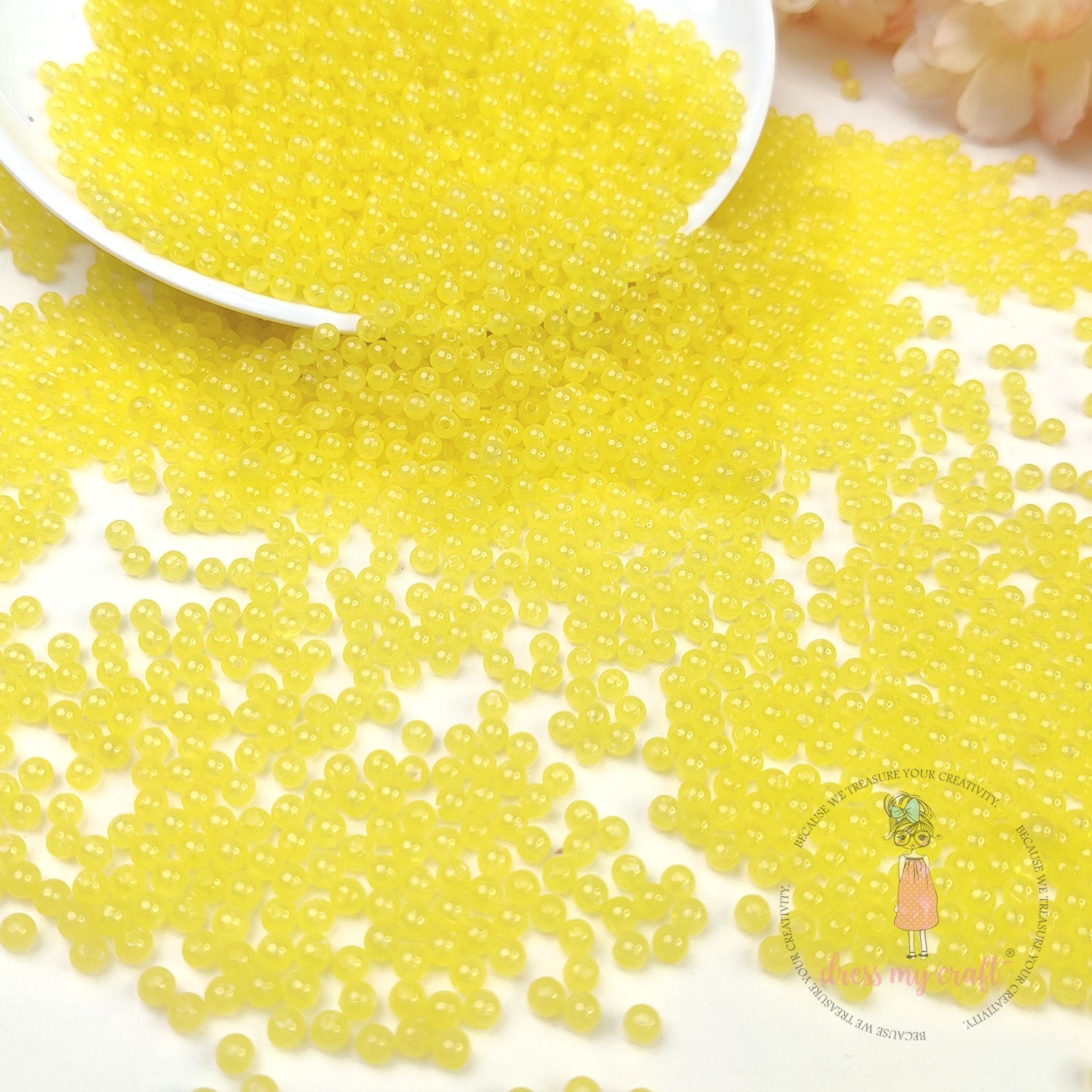 Round Acrylic Beads - Yellow