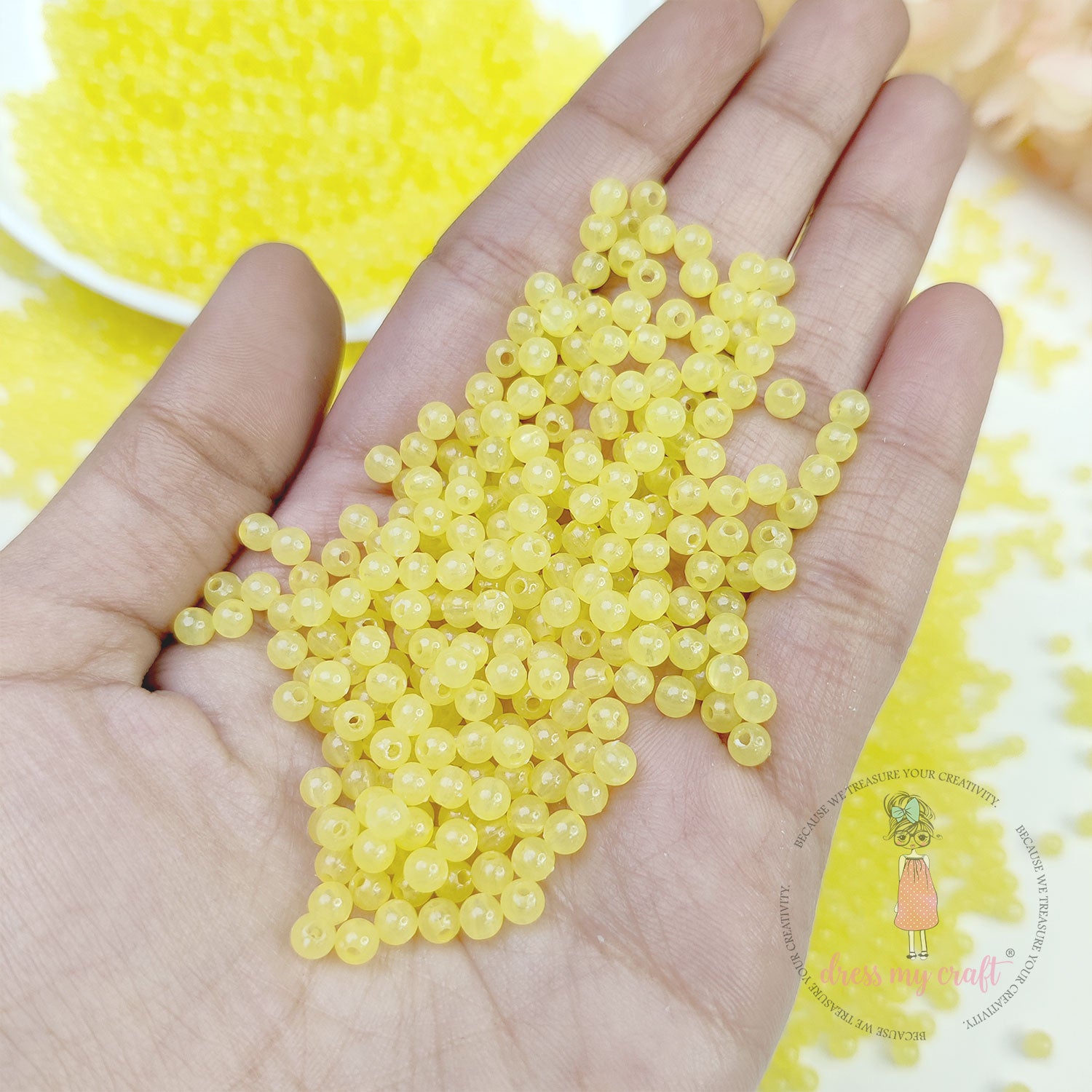 Round Acrylic Beads - Yellow