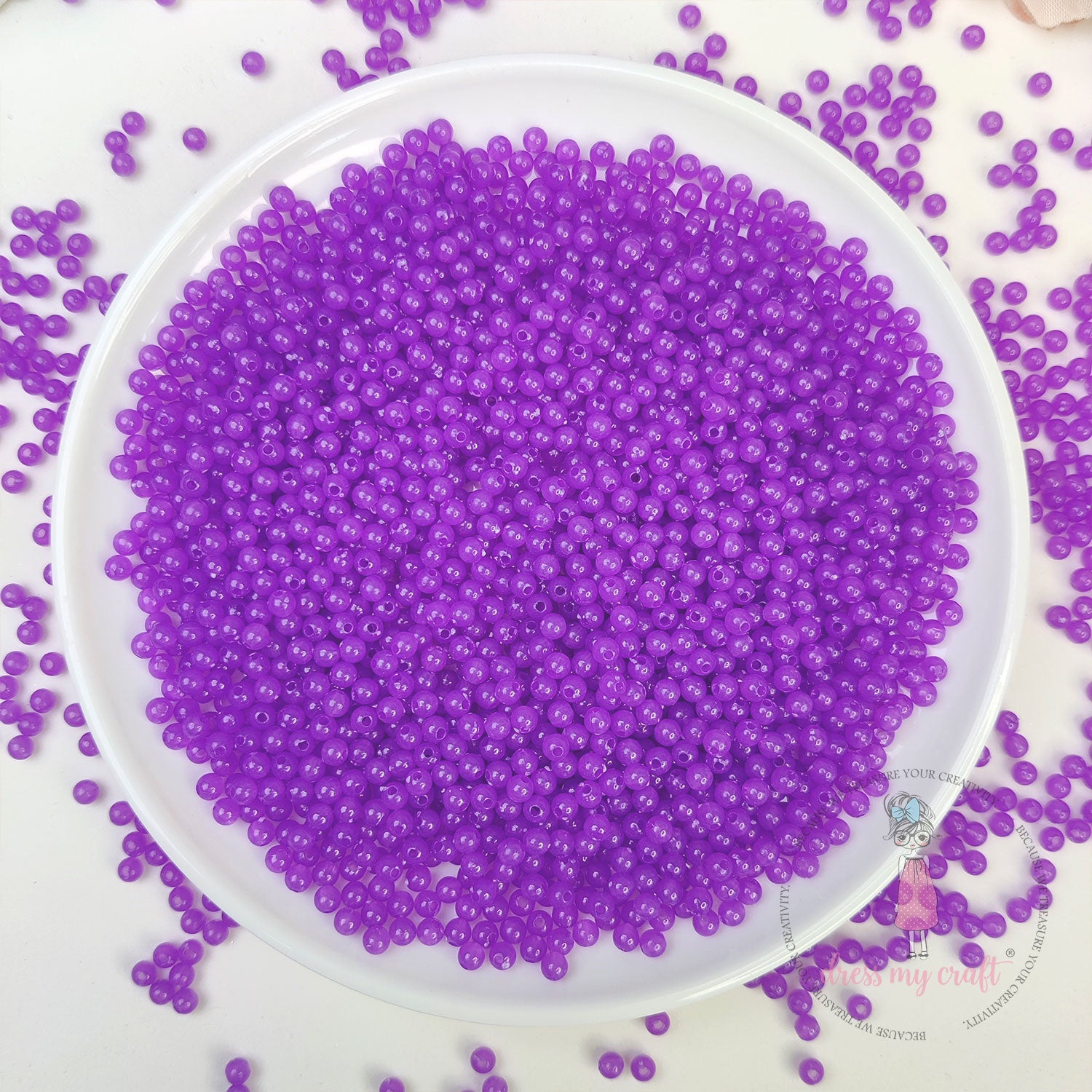 Round Acrylic Beads - Purple