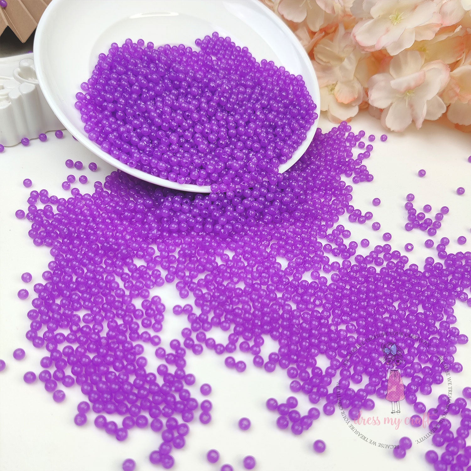 Round Acrylic Beads - Purple