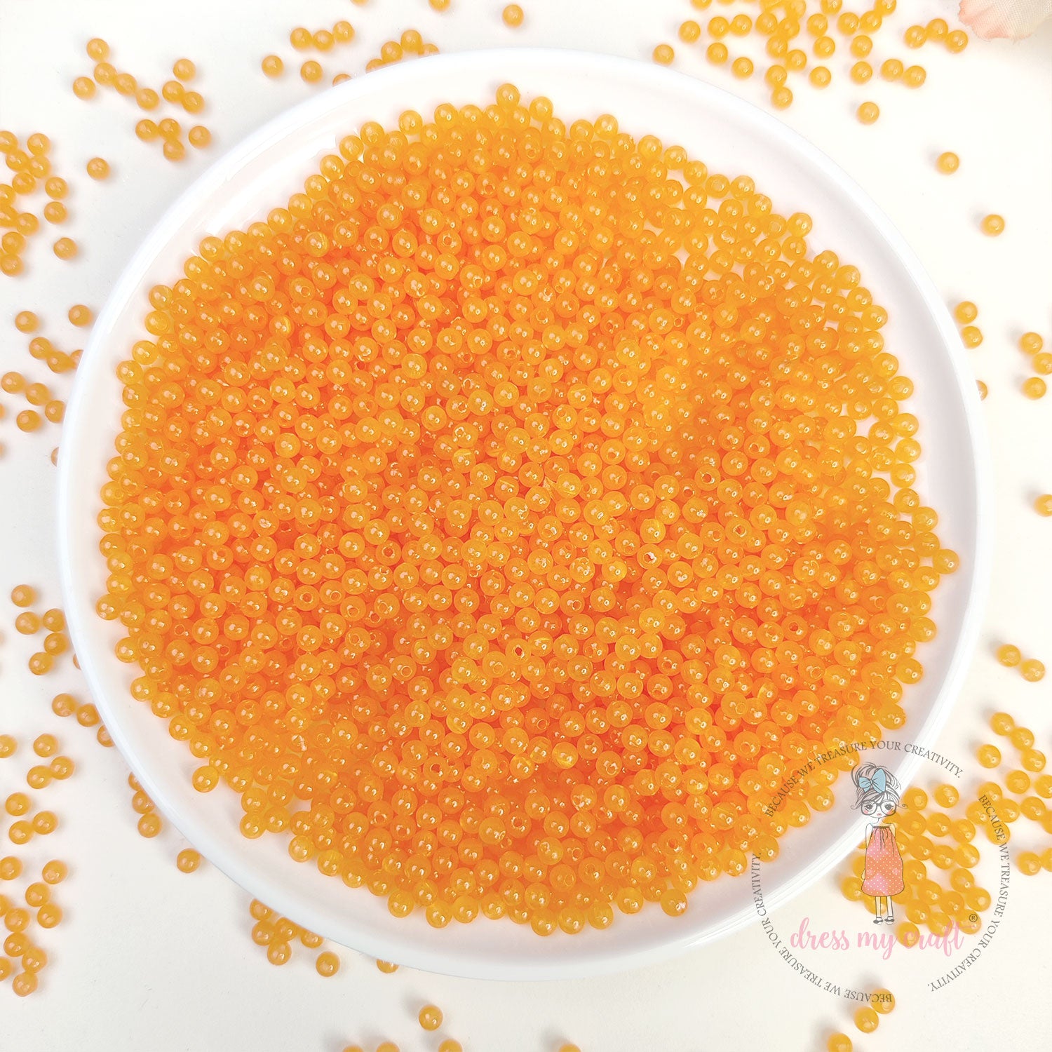 Round Acrylic Beads - Orange