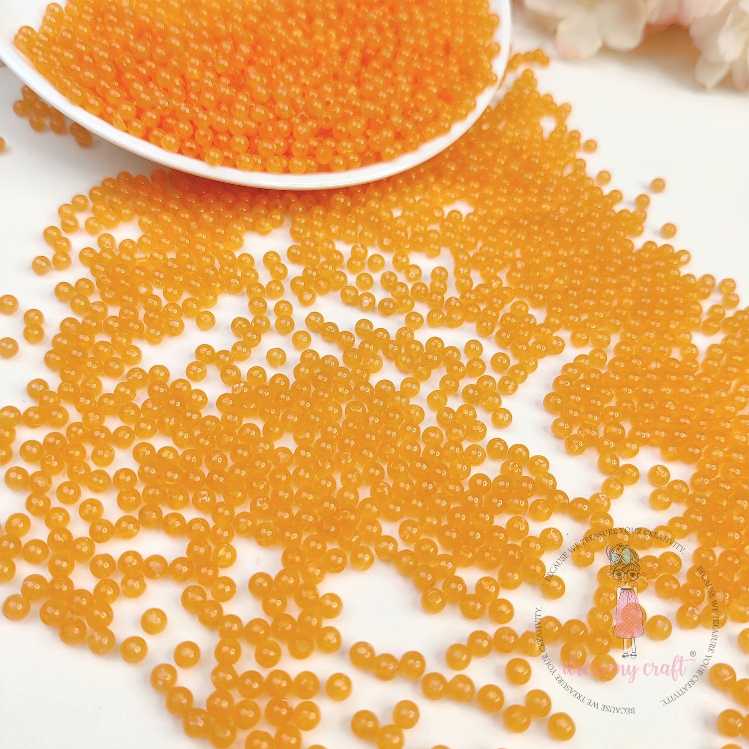 Round Acrylic Beads - Orange