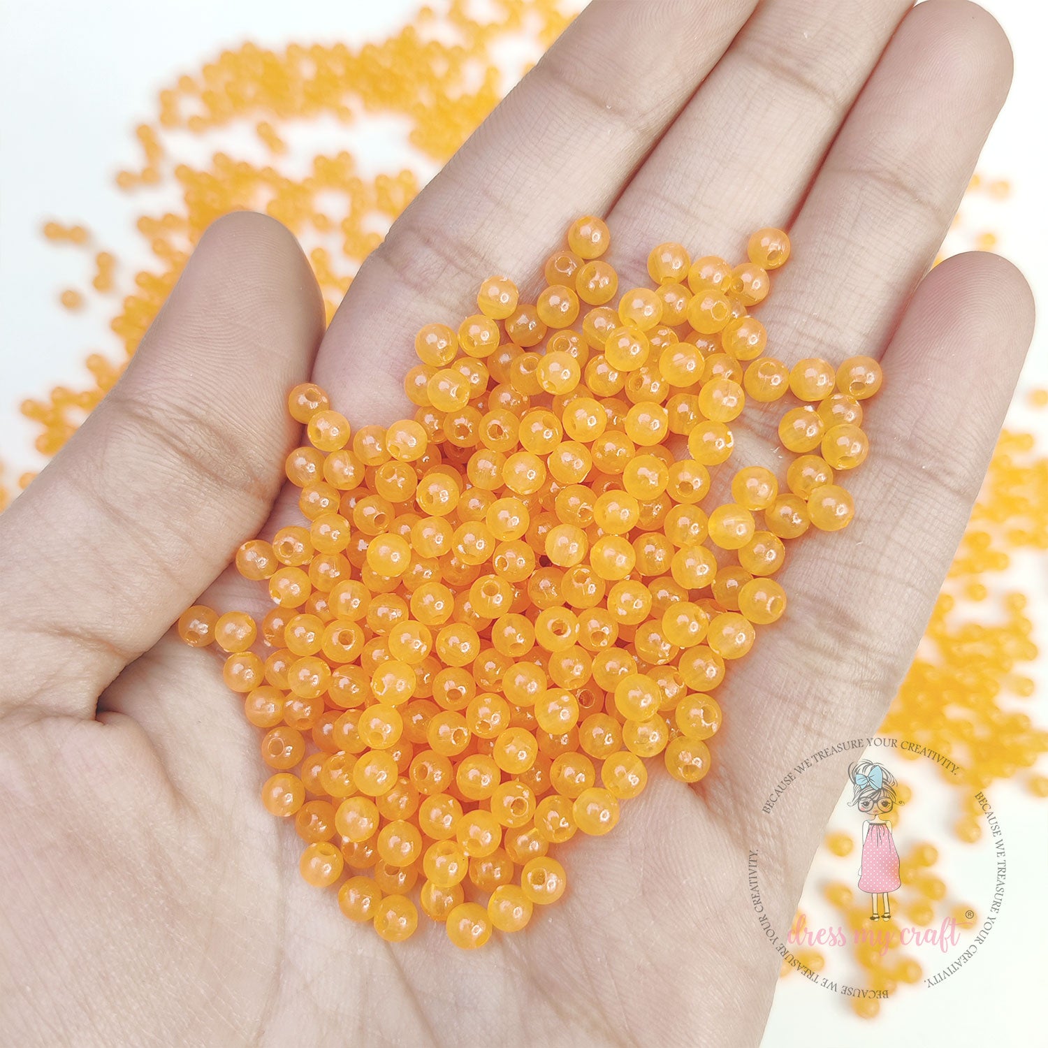 Round Acrylic Beads - Orange
