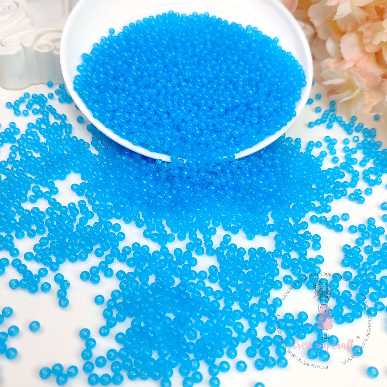 Round Acrylic Beads - Bright Blue