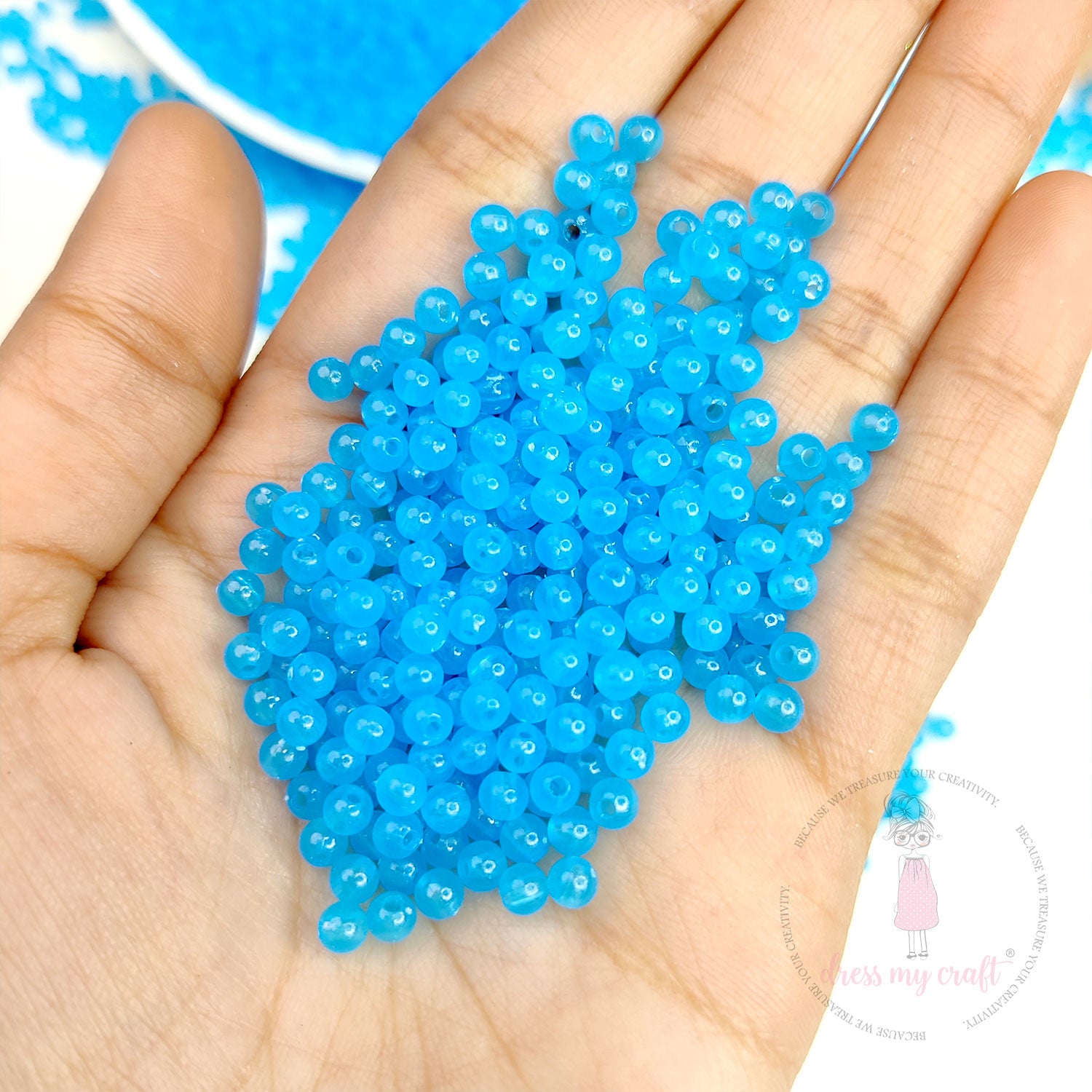 Round Acrylic Beads - Bright Blue