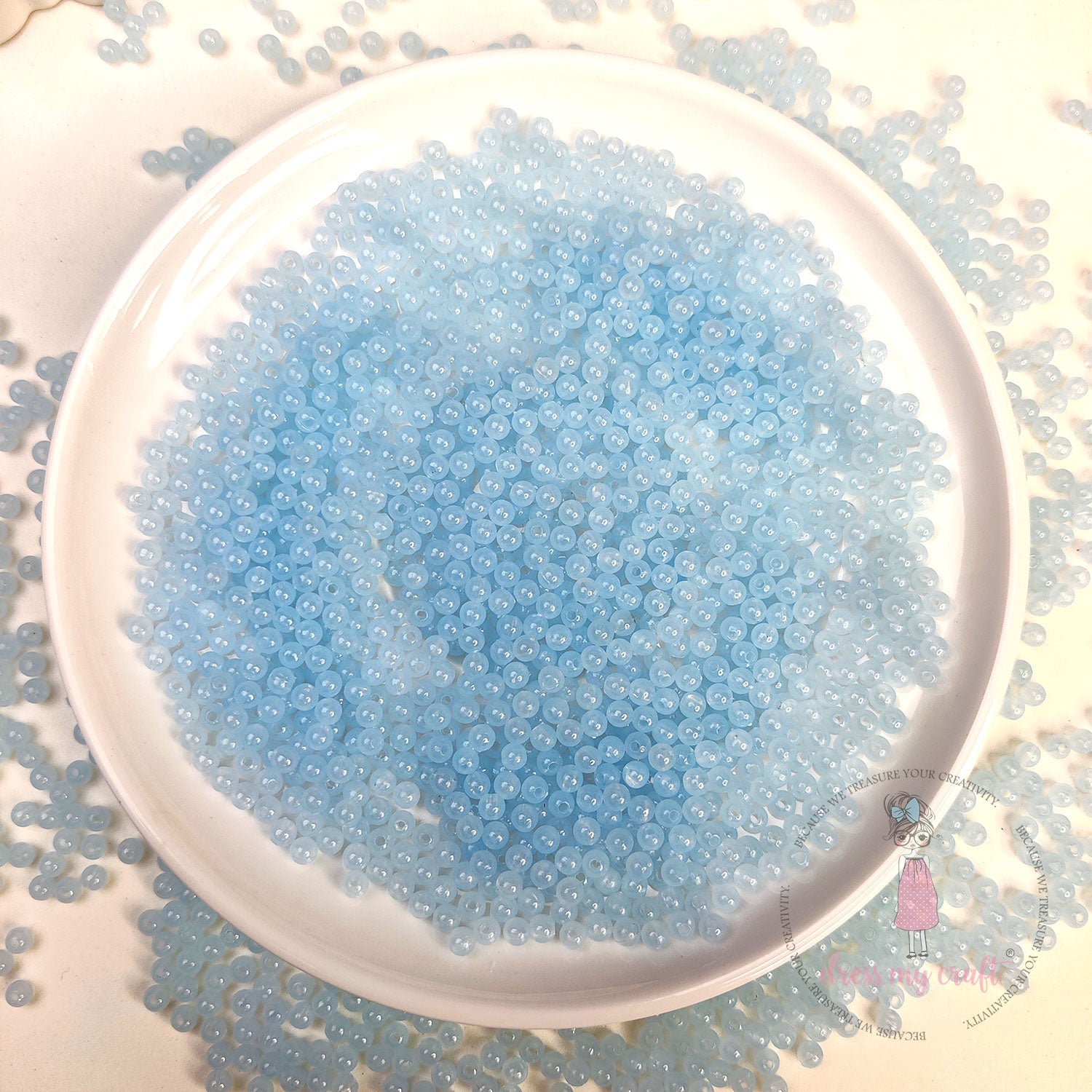 Round Acrylic Beads - Baby Blue