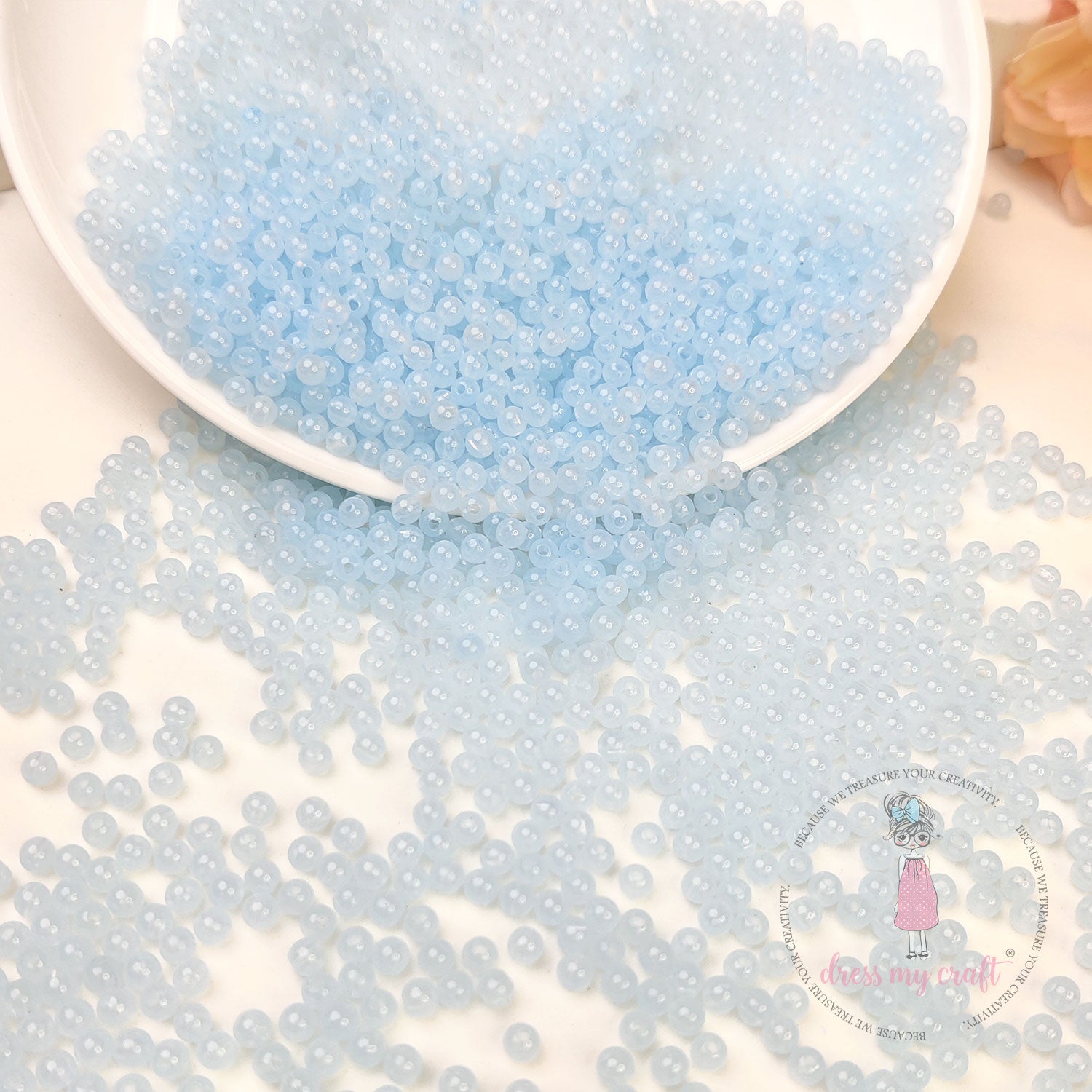 Round Acrylic Beads - Baby Blue