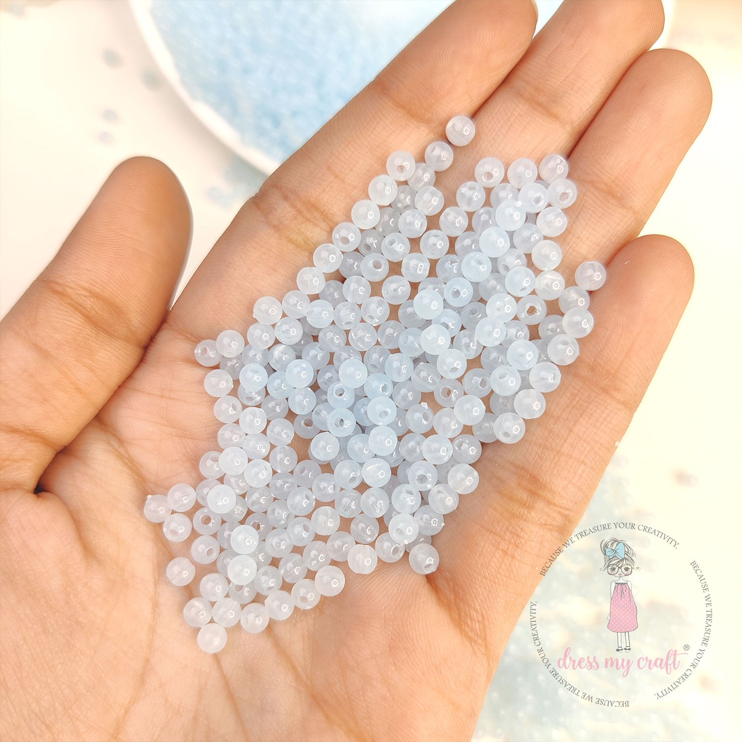 Round Acrylic Beads - Baby Blue
