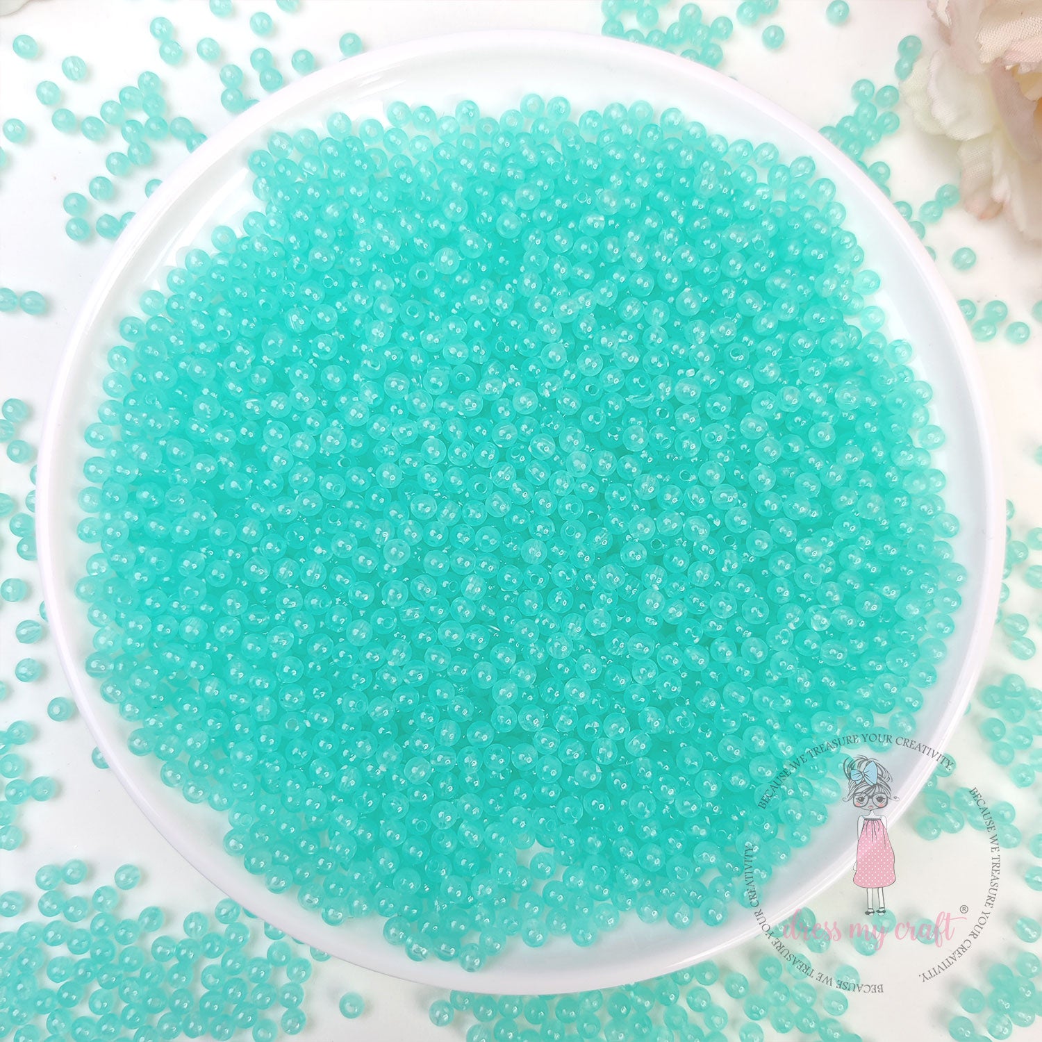 Round Acrylic Beads - Aquamarine