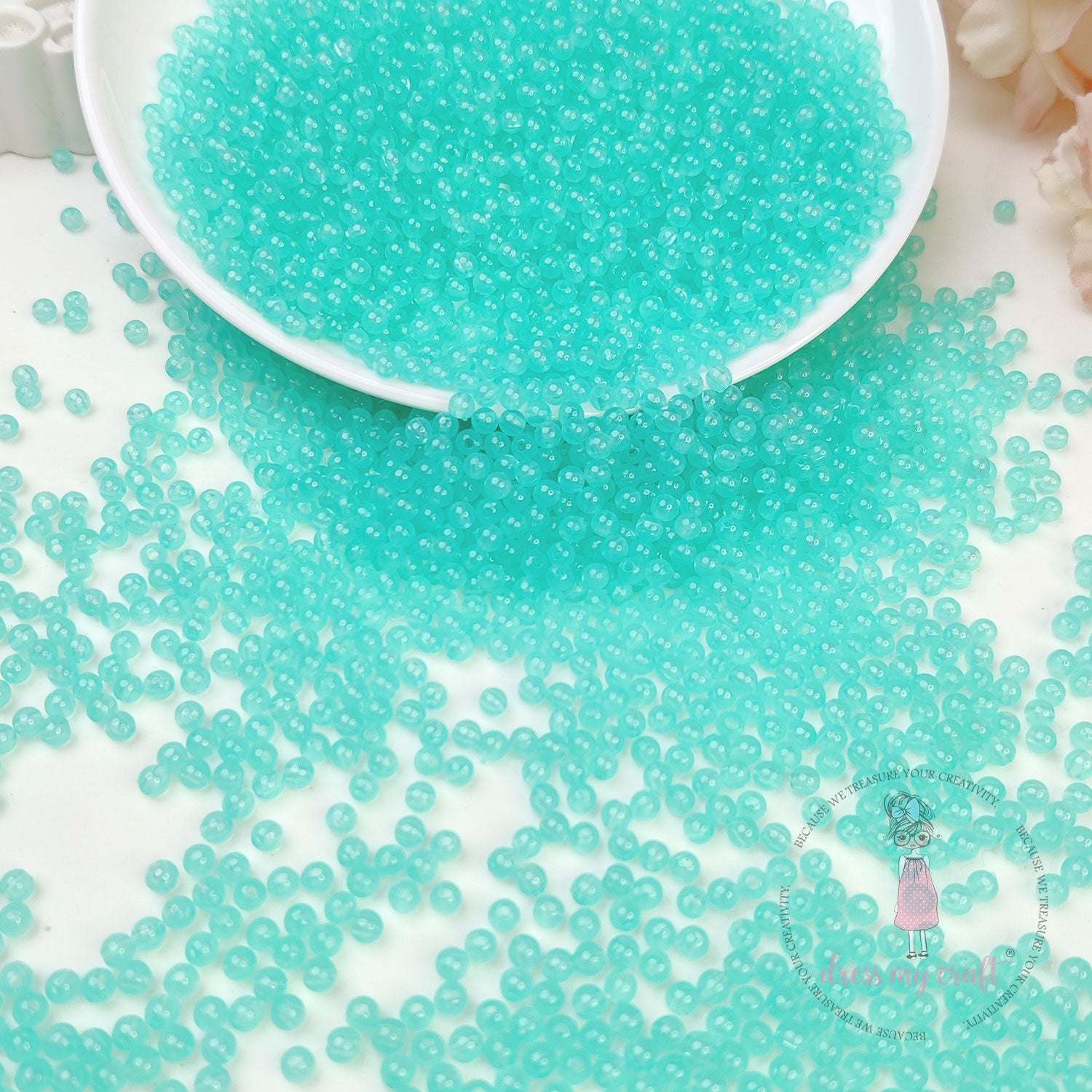 Round Acrylic Beads - Aquamarine