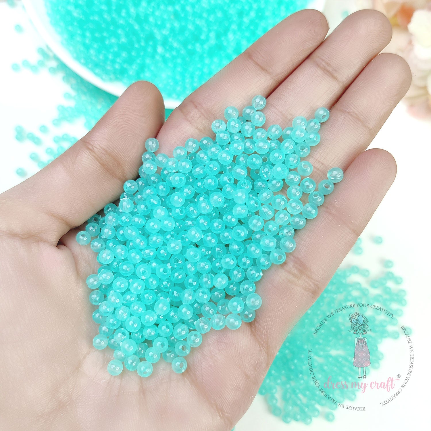 Round Acrylic Beads - Aquamarine