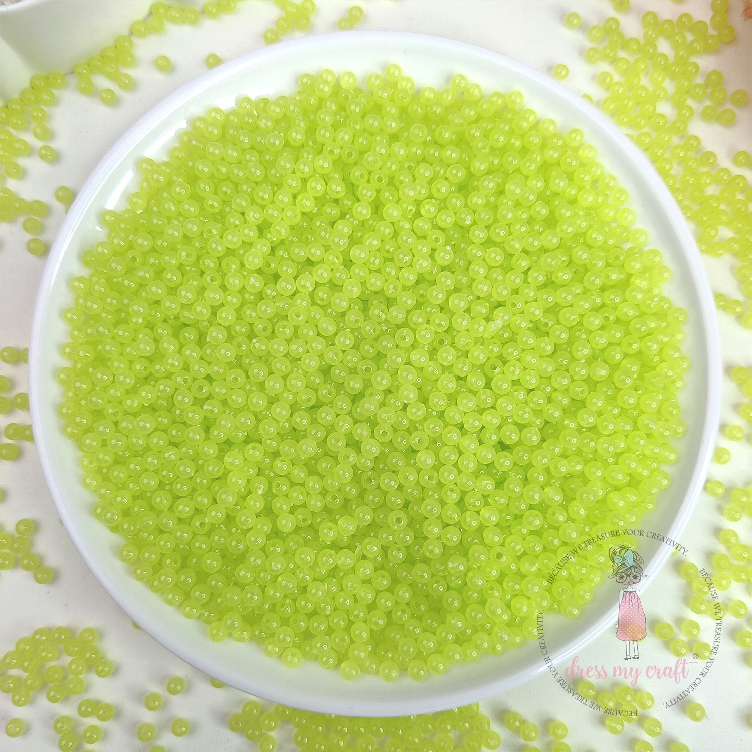 Round Acrylic Beads - Lemon Green